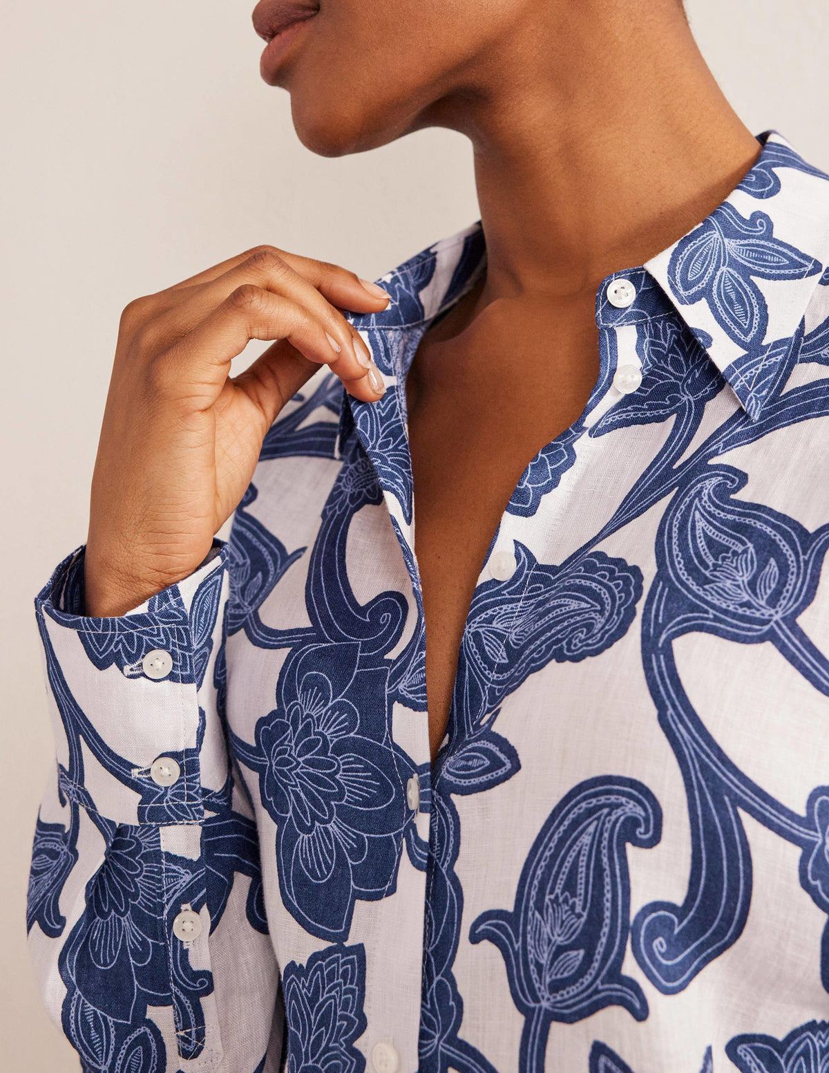 New Linen Shirt-Blue Ribbon, Paisley Whirl - Image 2