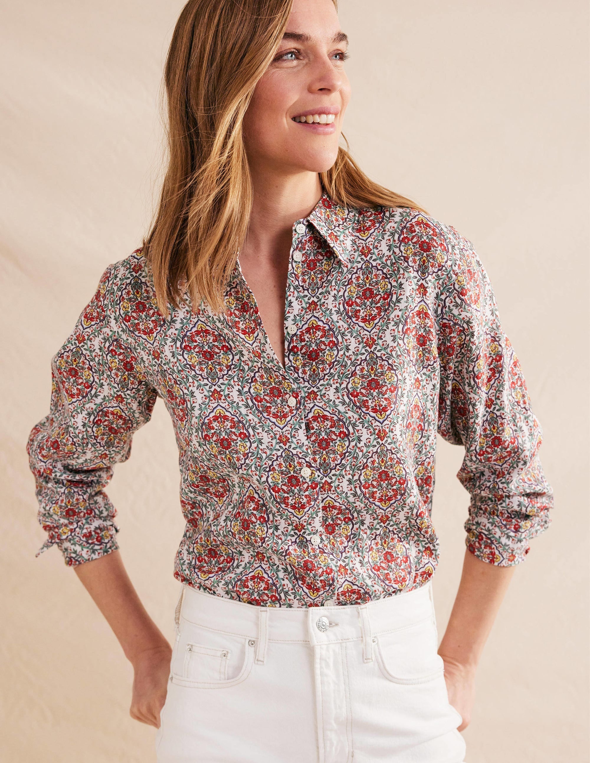 Nouvelle chemise en lin-Multi, motif Vine Terrace - Image 1