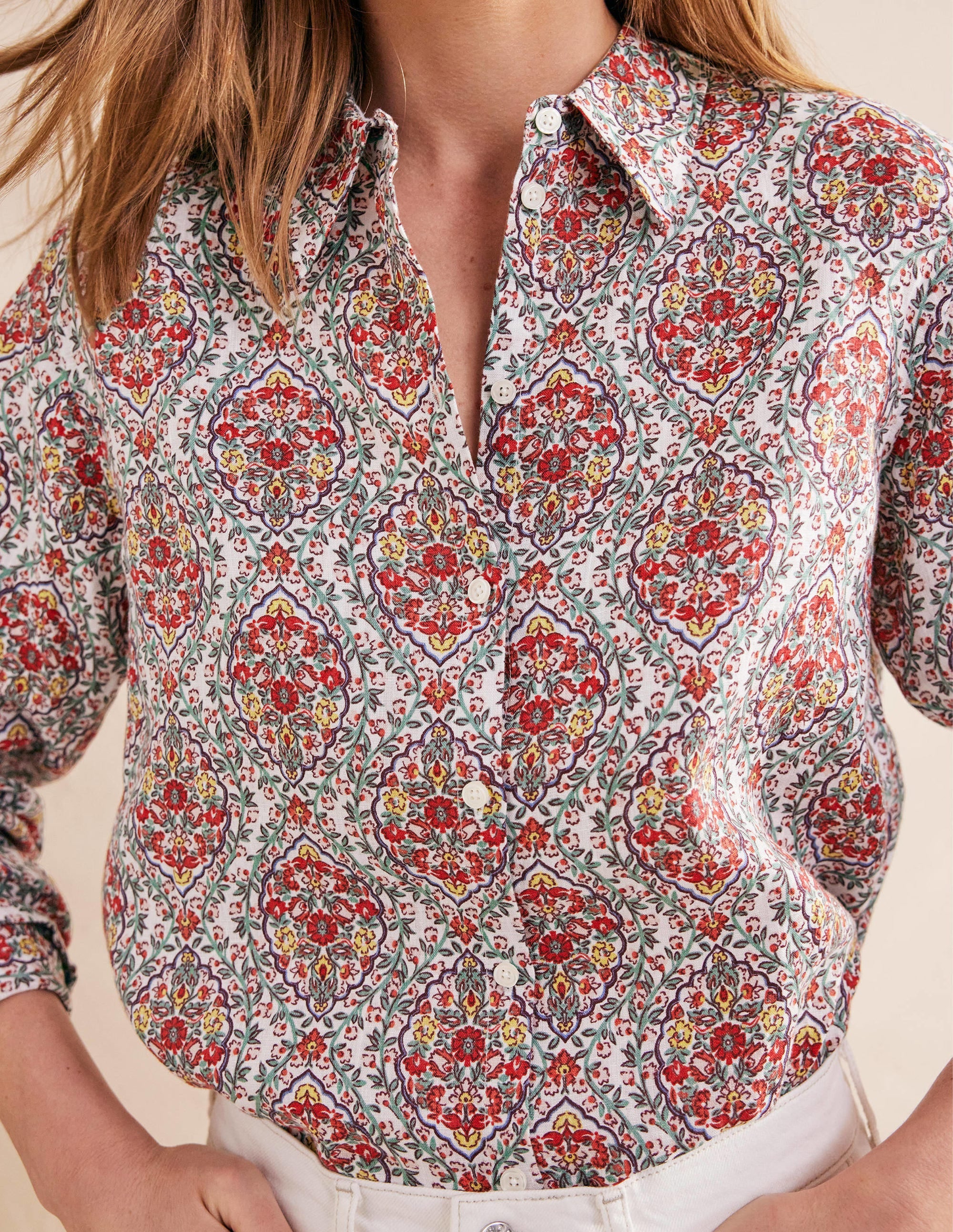 Nouvelle chemise en lin-Multi, motif Vine Terrace - Image 2