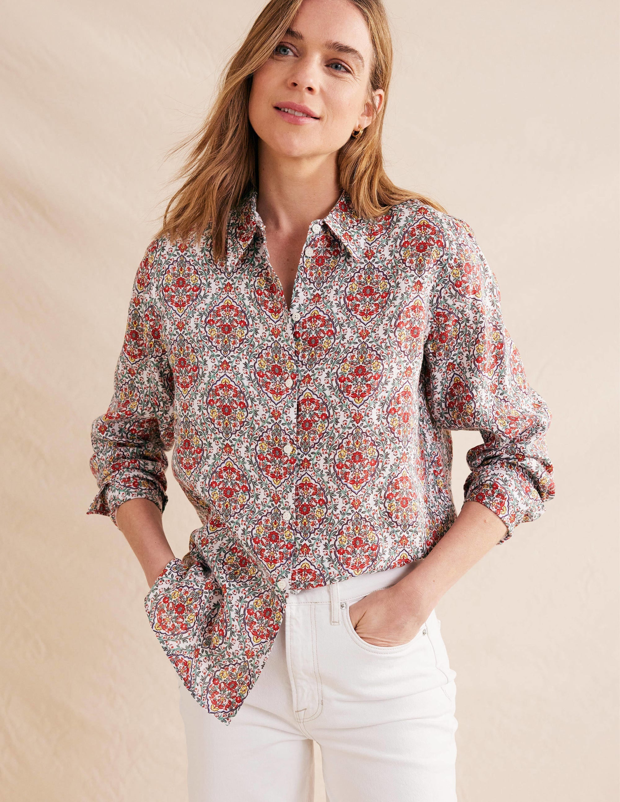 Nouvelle chemise en lin-Multi, motif Vine Terrace - Image 4