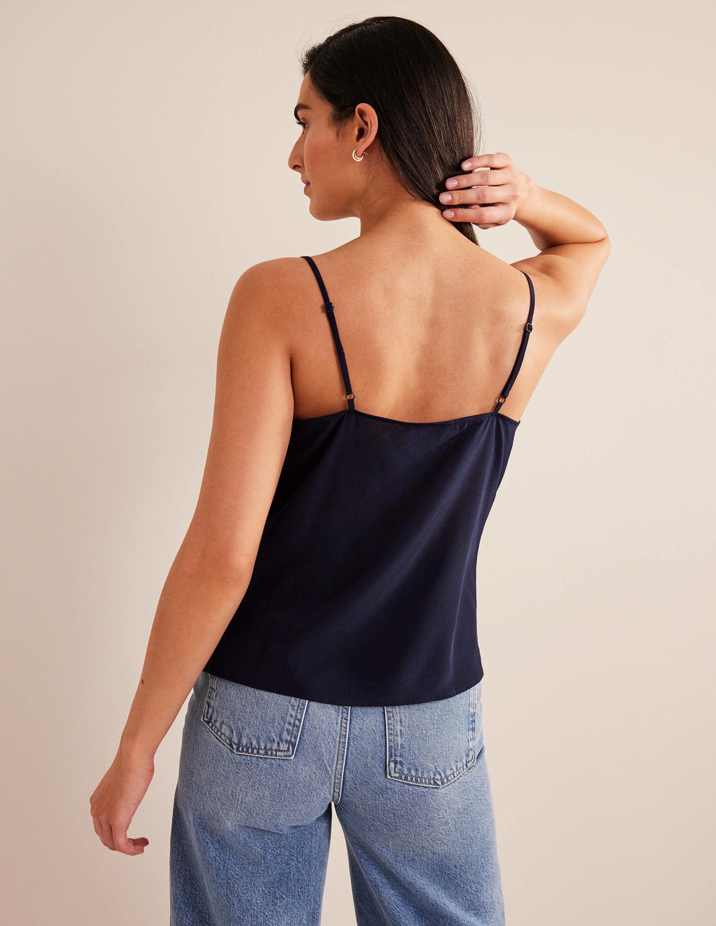 Silk Cami Top-Navy