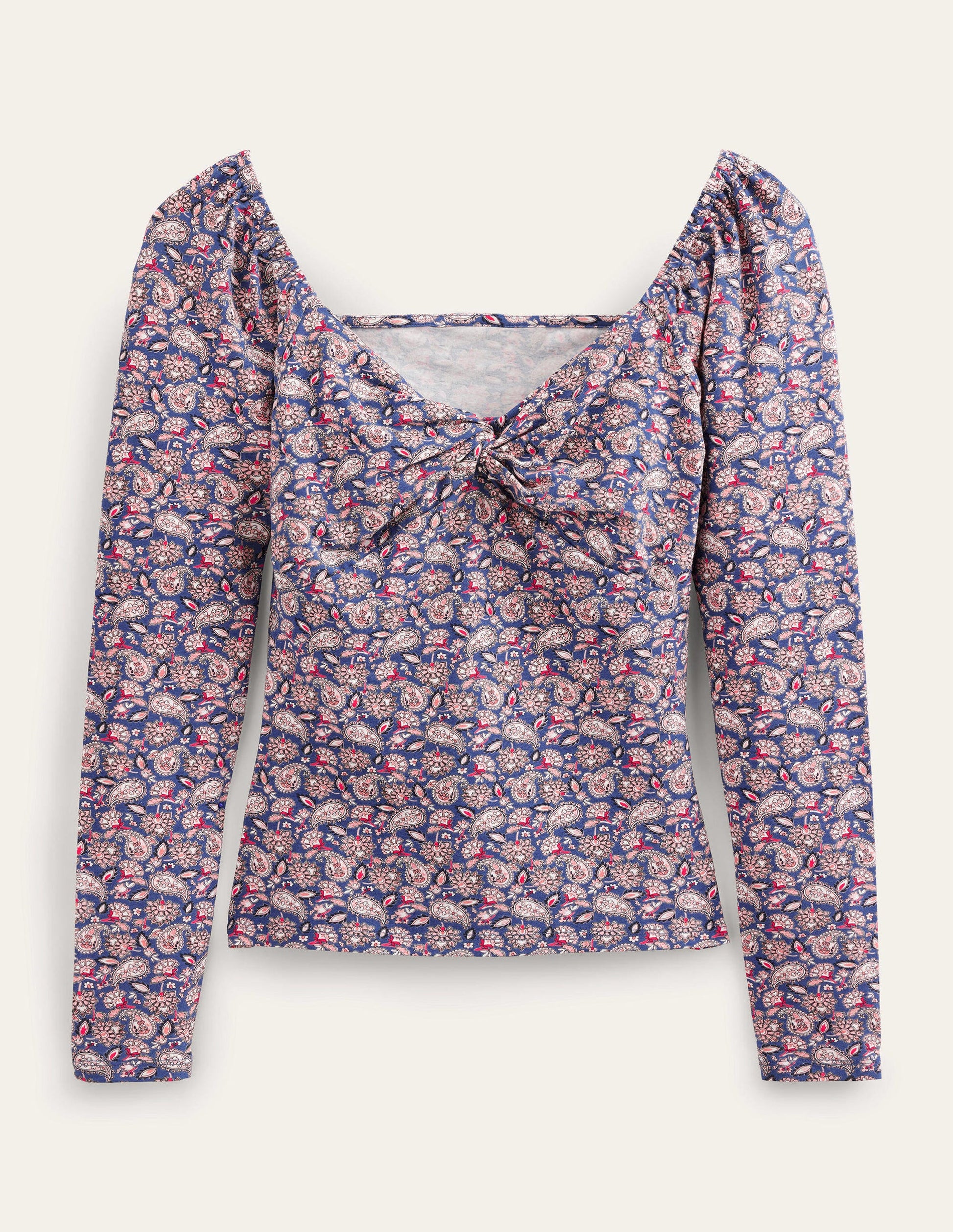 Jerseyoberteil mit Herzausschnitt-Klassisches Marineblau, Paisleymuster-5