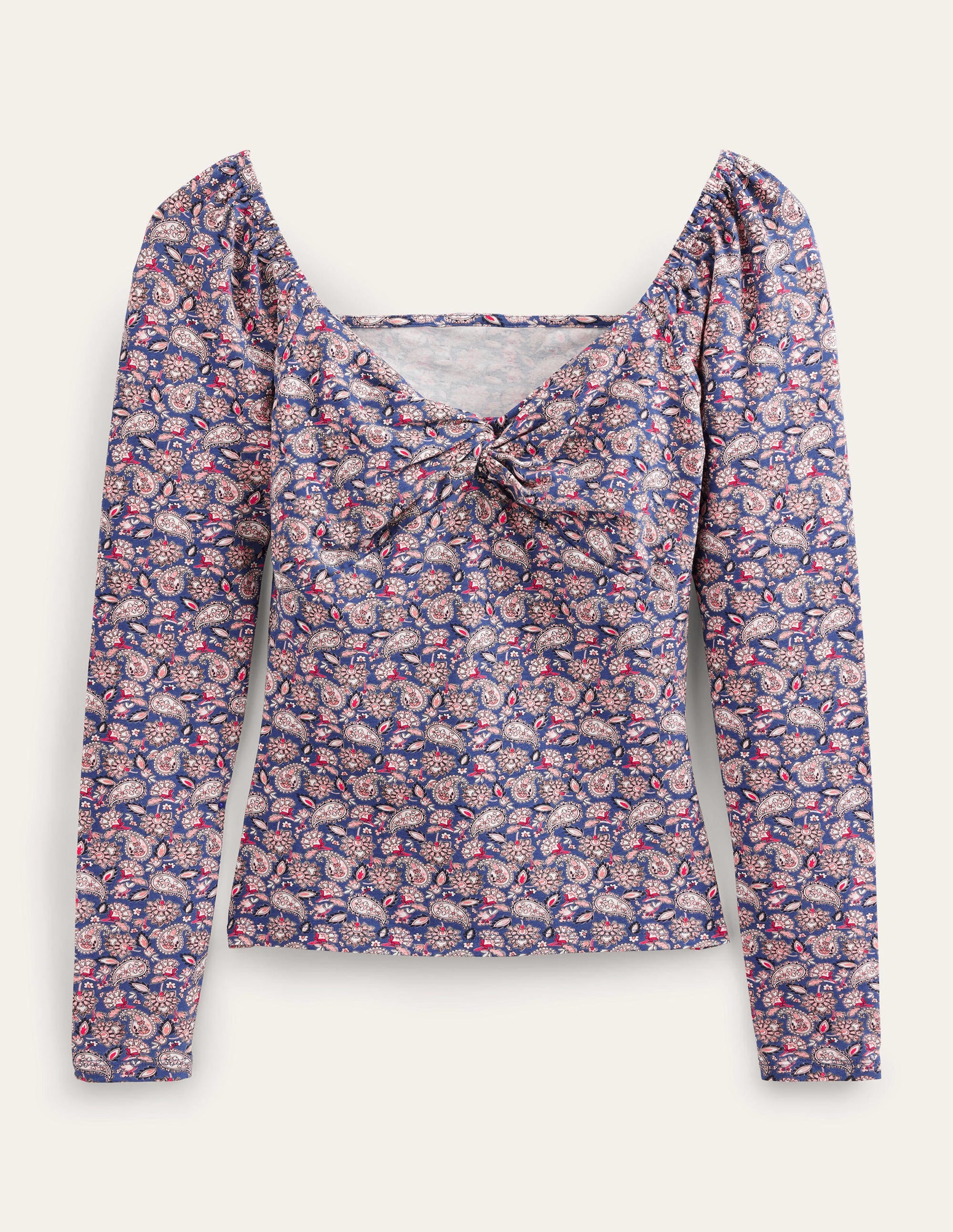 Jerseyoberteil mit Herzausschnitt-Klassisches Marineblau, Paisleymuster - Image 5