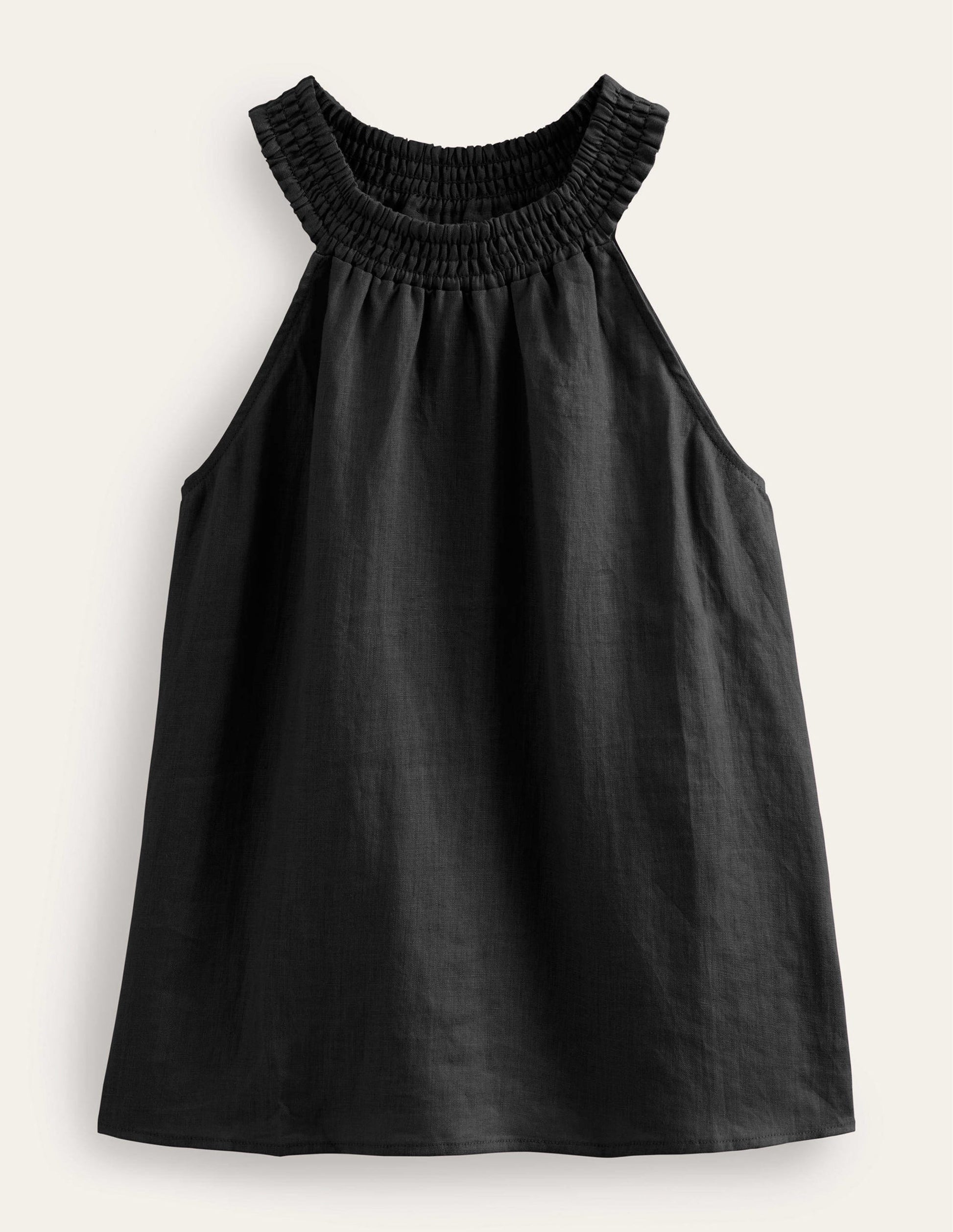 Top dos-nu en lin à smocks-Noir-5