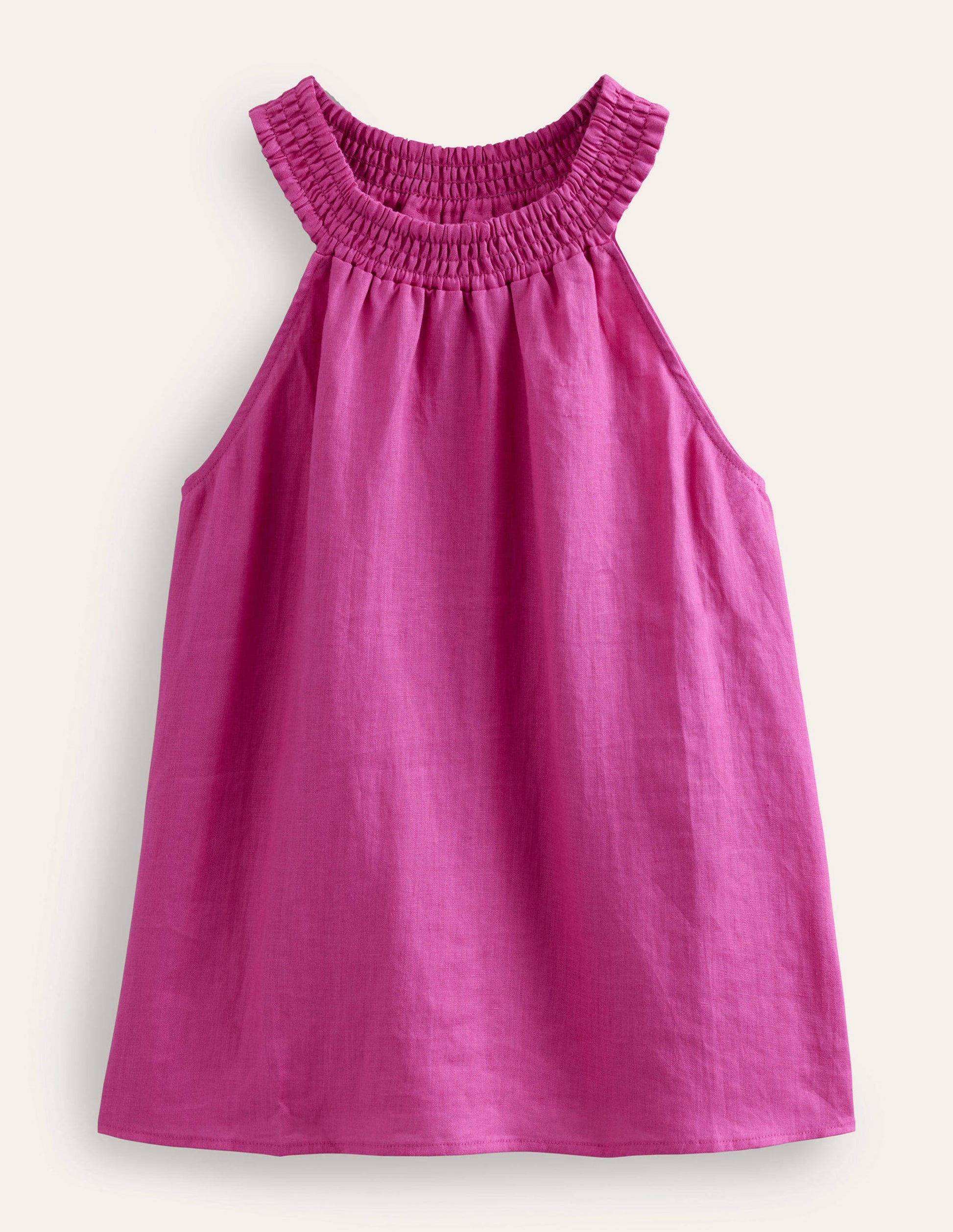 Top dos-nu en lin à smocks-Rose violet-5