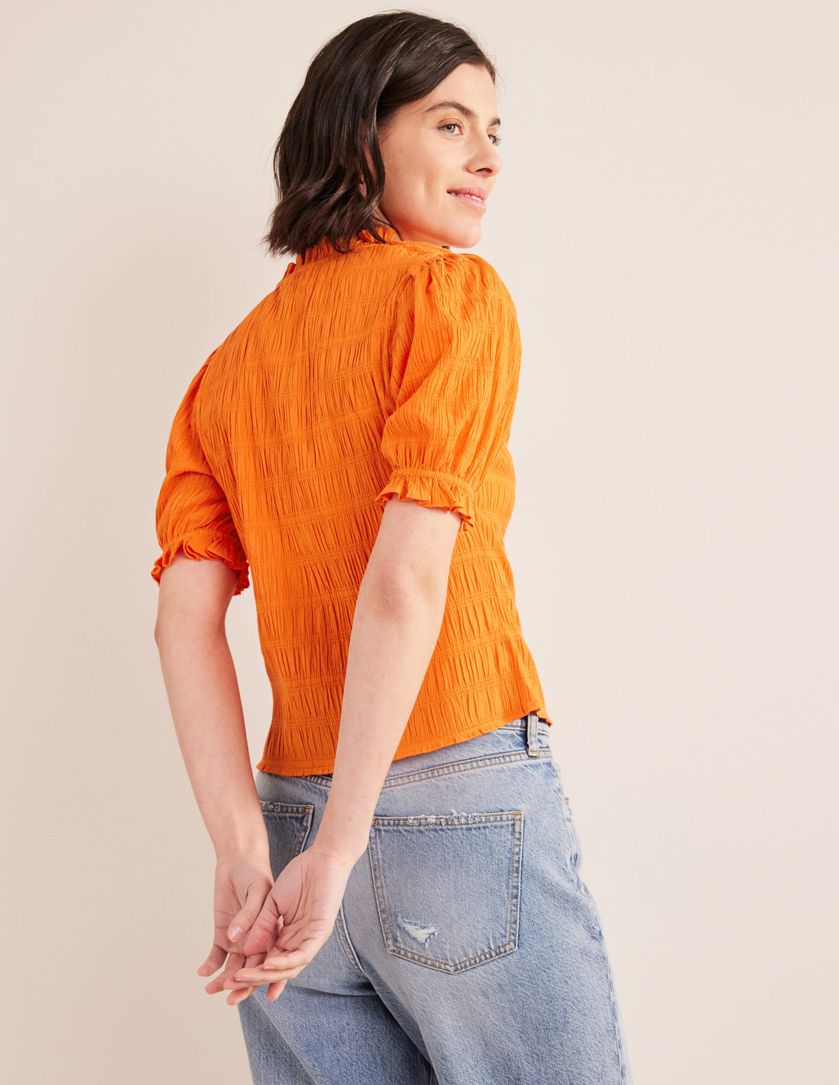 Fitted Textured Top-Vermillion Red - Image 3