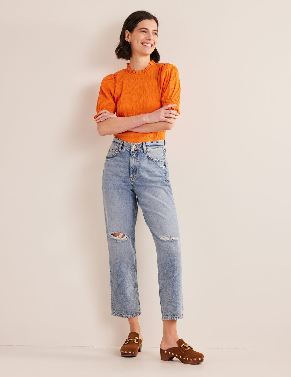 Fitted Textured Top-Vermillion Red-4
