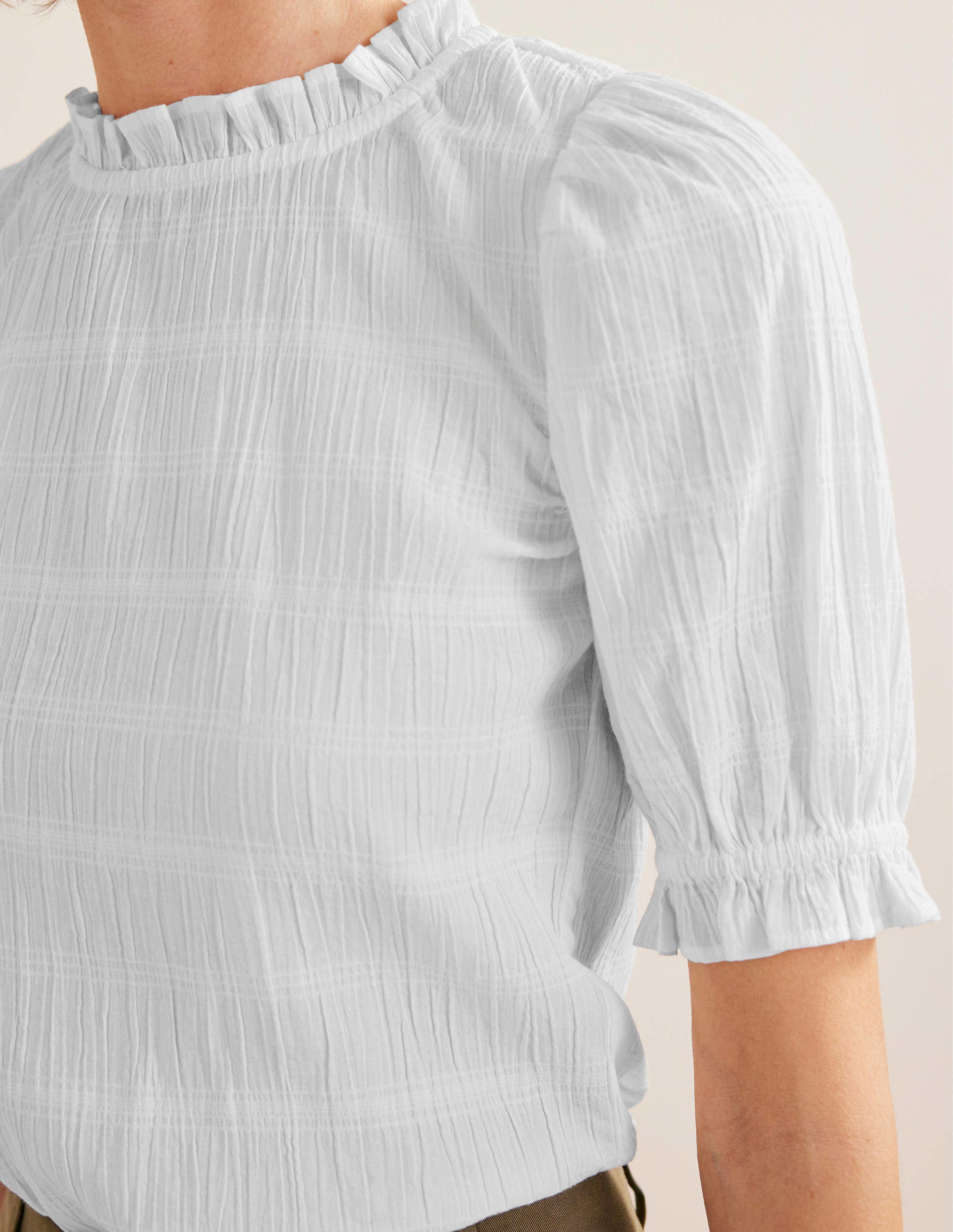 Top ajusté et texturé-Blanc - Image 2