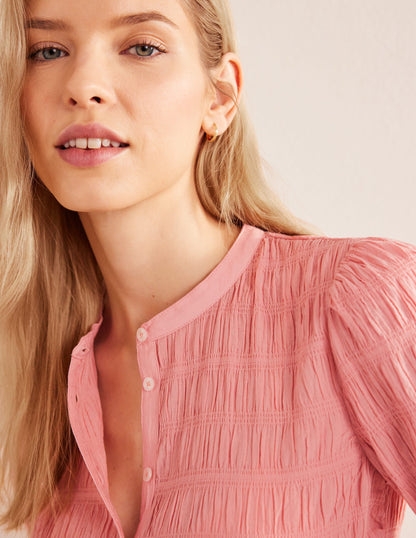 Fitted Textured Shirt-Dahlia Pink-2