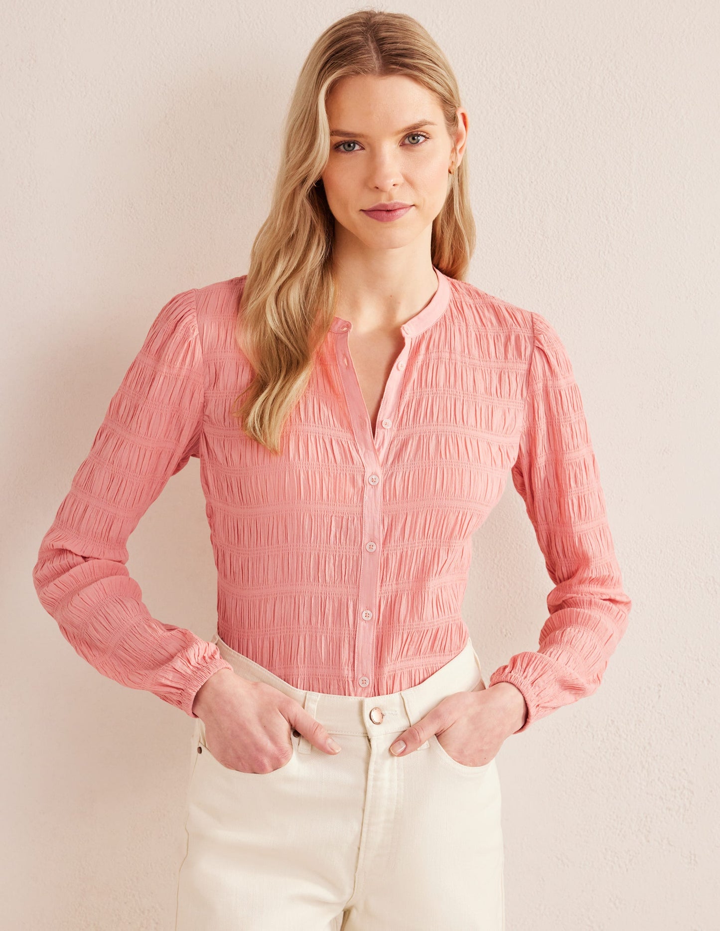 Fitted Textured Shirt-Dahlia Pink