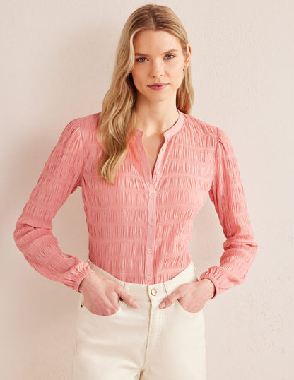 Fitted Textured Shirt-Dahlia Pink-4