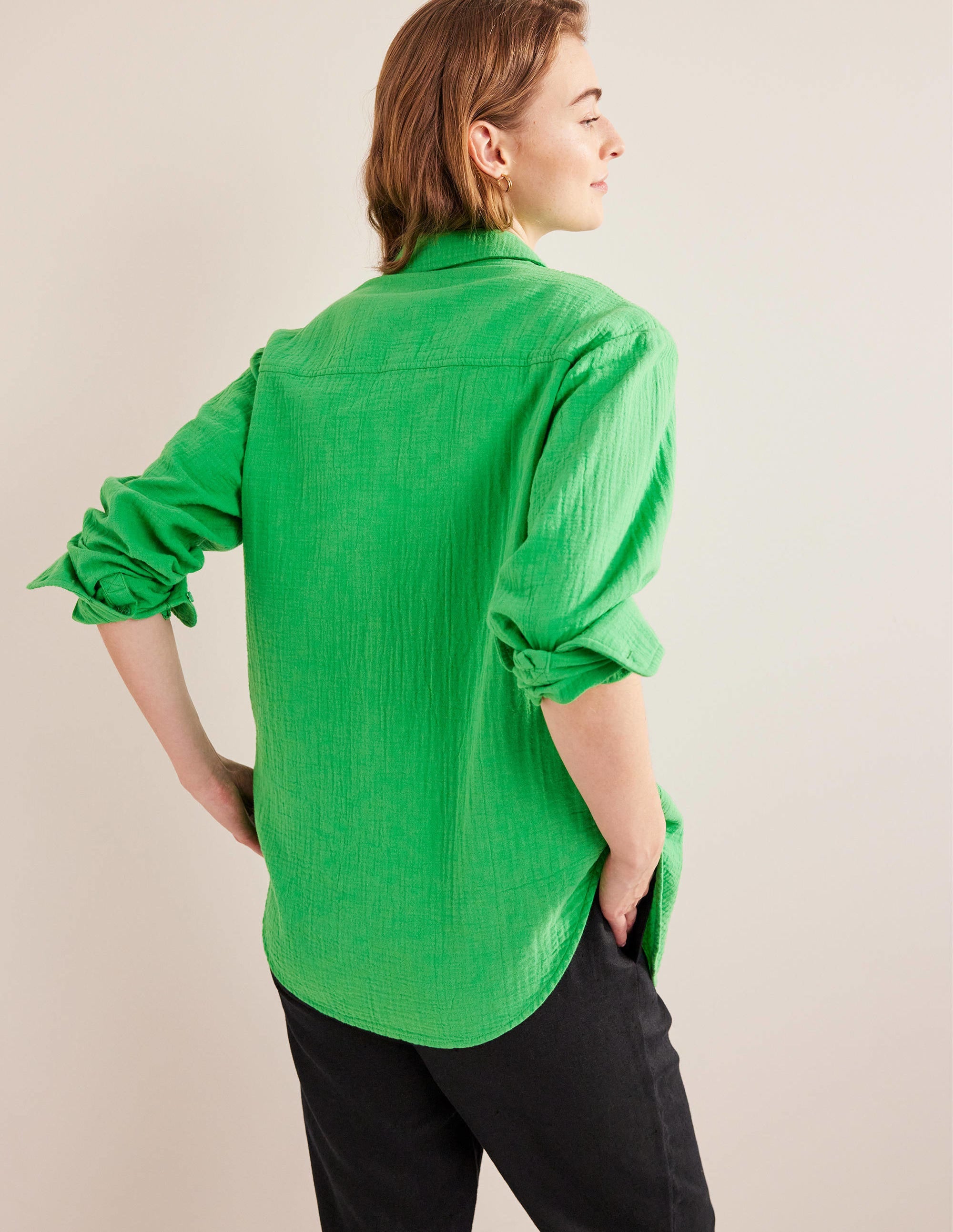 Chemise texturée en coton-Vert vif - Image 3