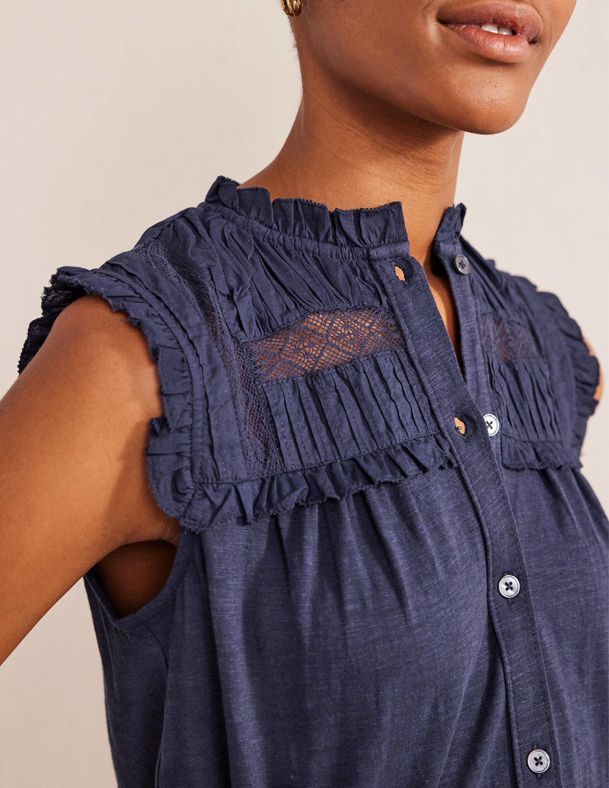 Yoke Detail Jersey Shirt-Navy - Image 2