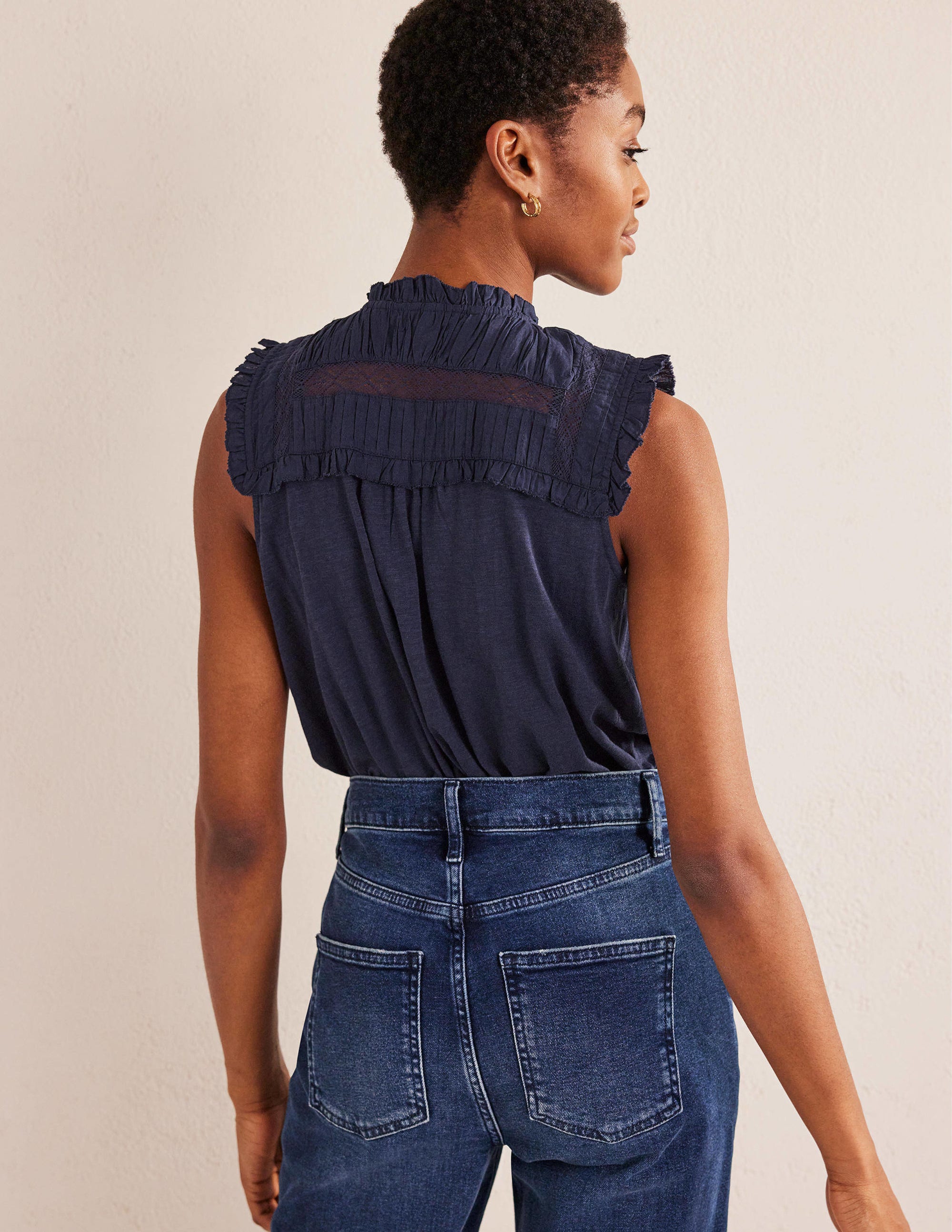 Yoke Detail Jersey Shirt-Navy - Image 3