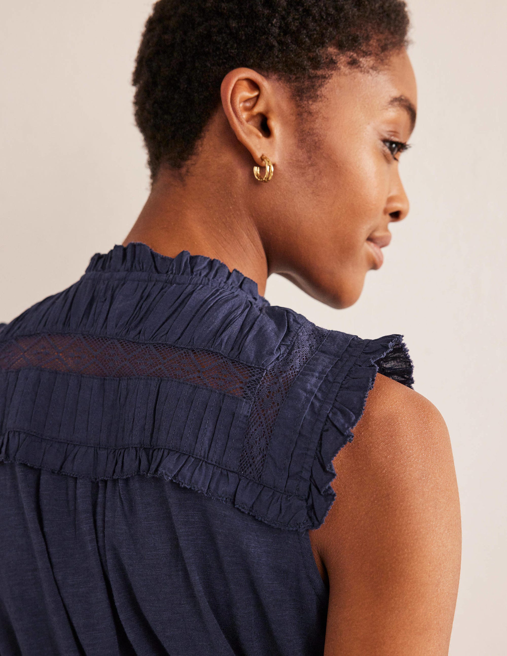 Yoke Detail Jersey Shirt-Navy - Image 4