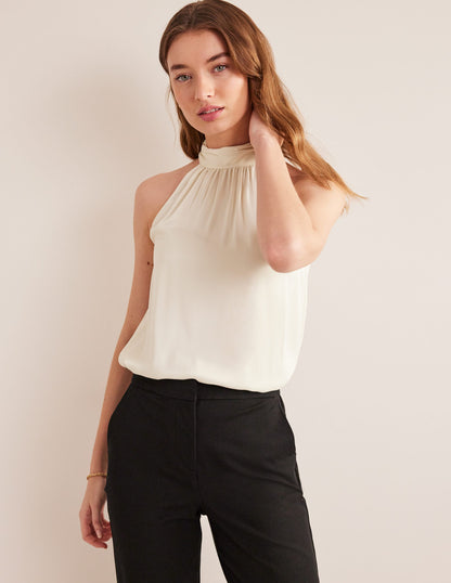 Neckholder-Oberteil aus Satin-Rauchgrau-1