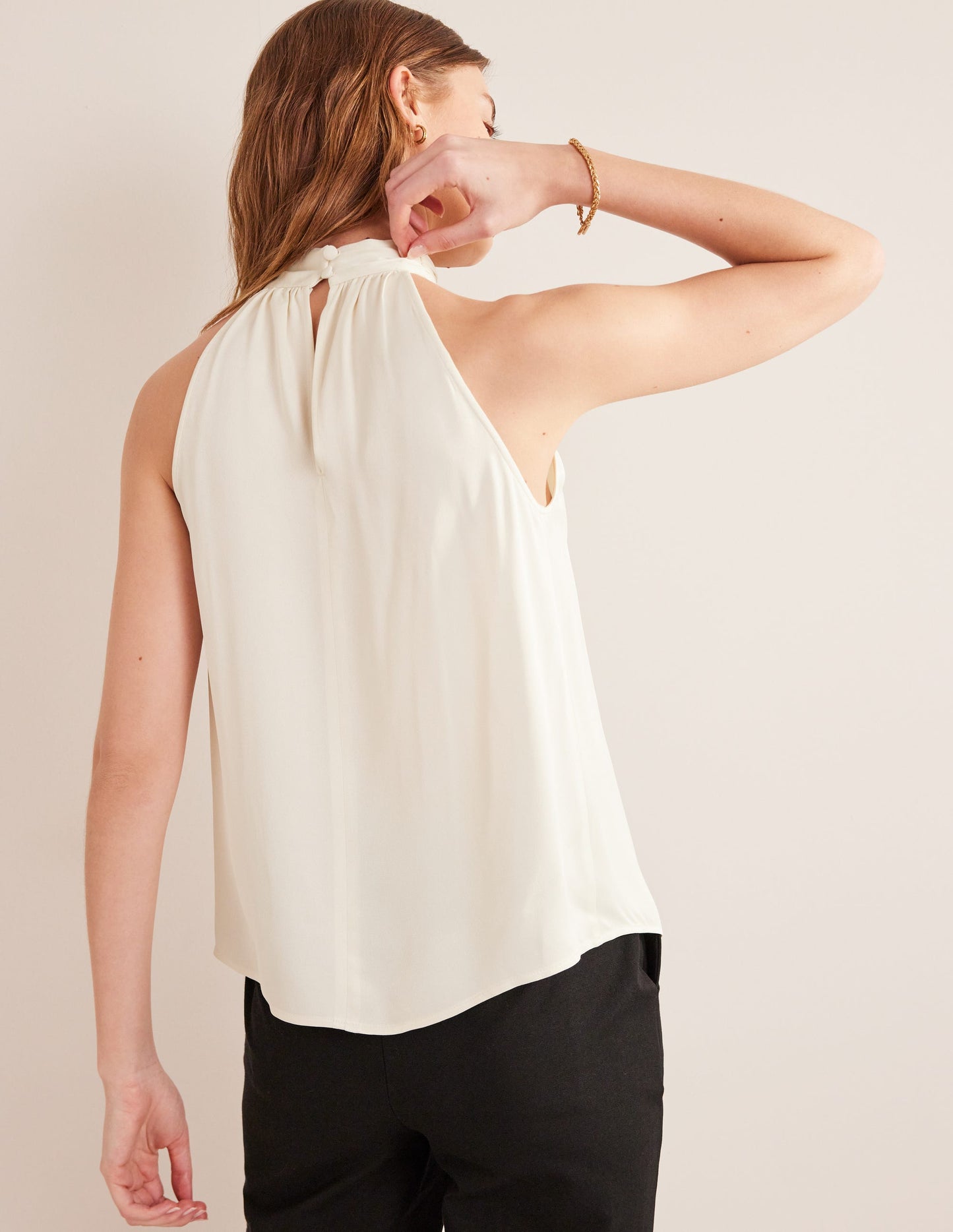 Neckholder-Oberteil aus Satin-Rauchgrau