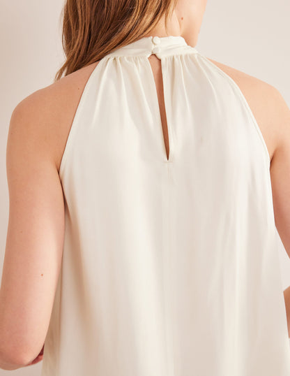 Neckholder-Oberteil aus Satin-Rauchgrau-5