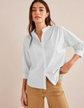 Chemise décontractée en popeline-Blanc