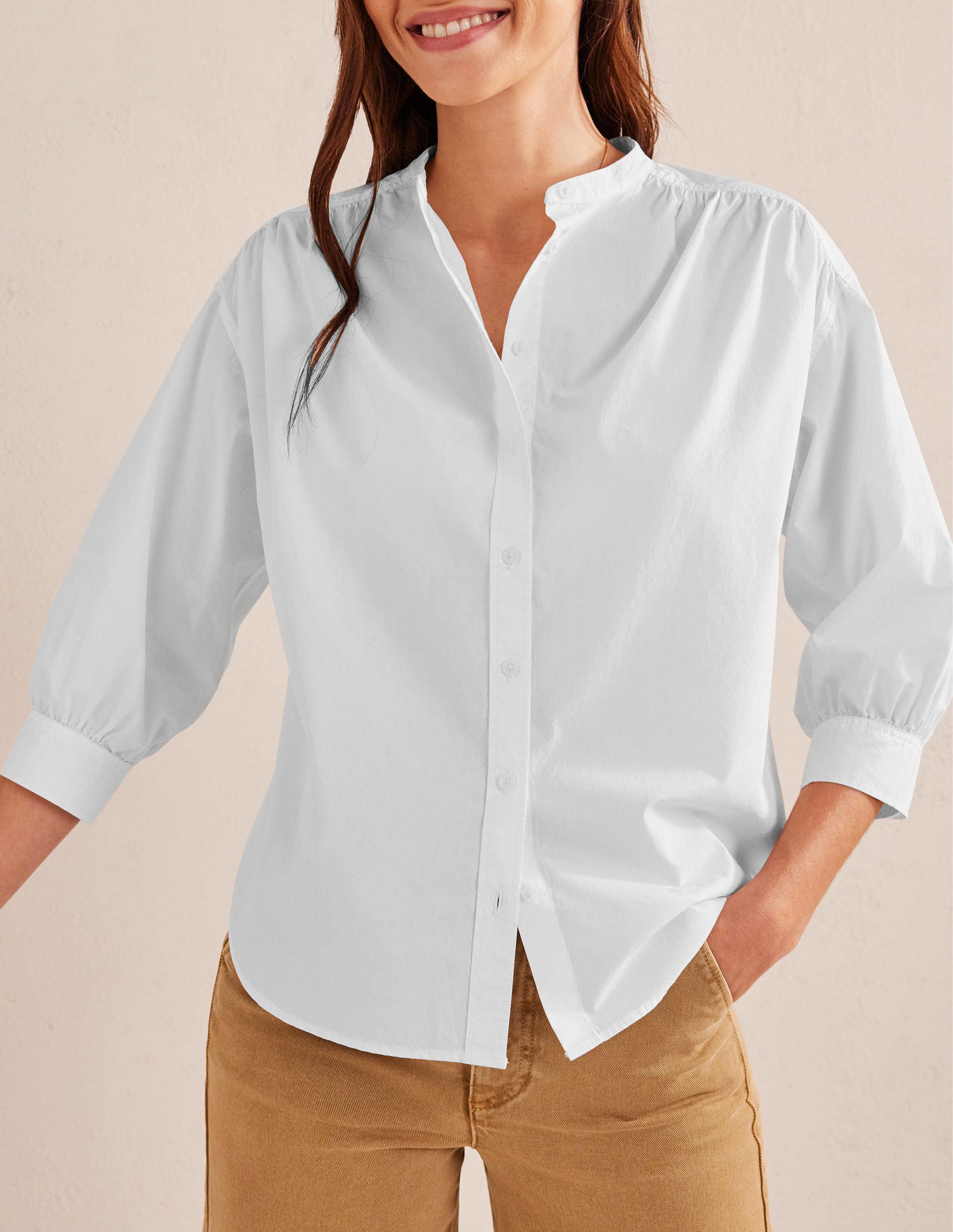 Chemise décontractée en popeline-Blanc - Image 4