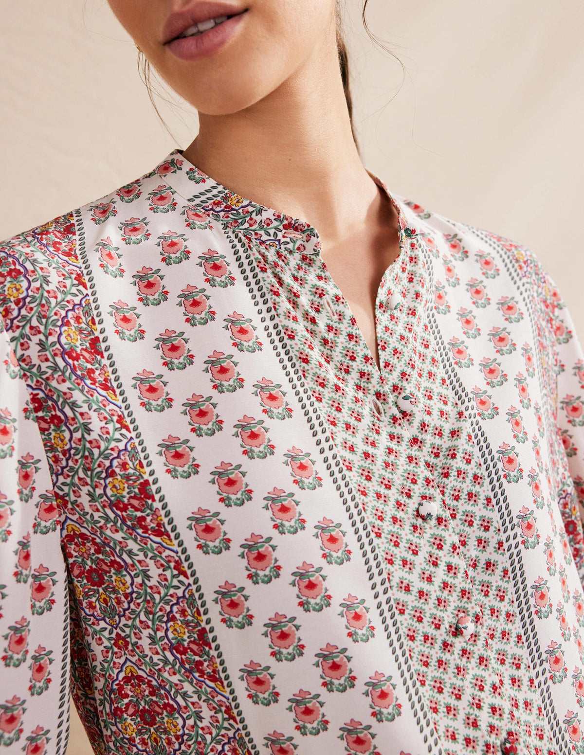 Lässige Bluse mit weiten Ärmeln-Pinkrosa, Filigrane Blümchen - Image 2