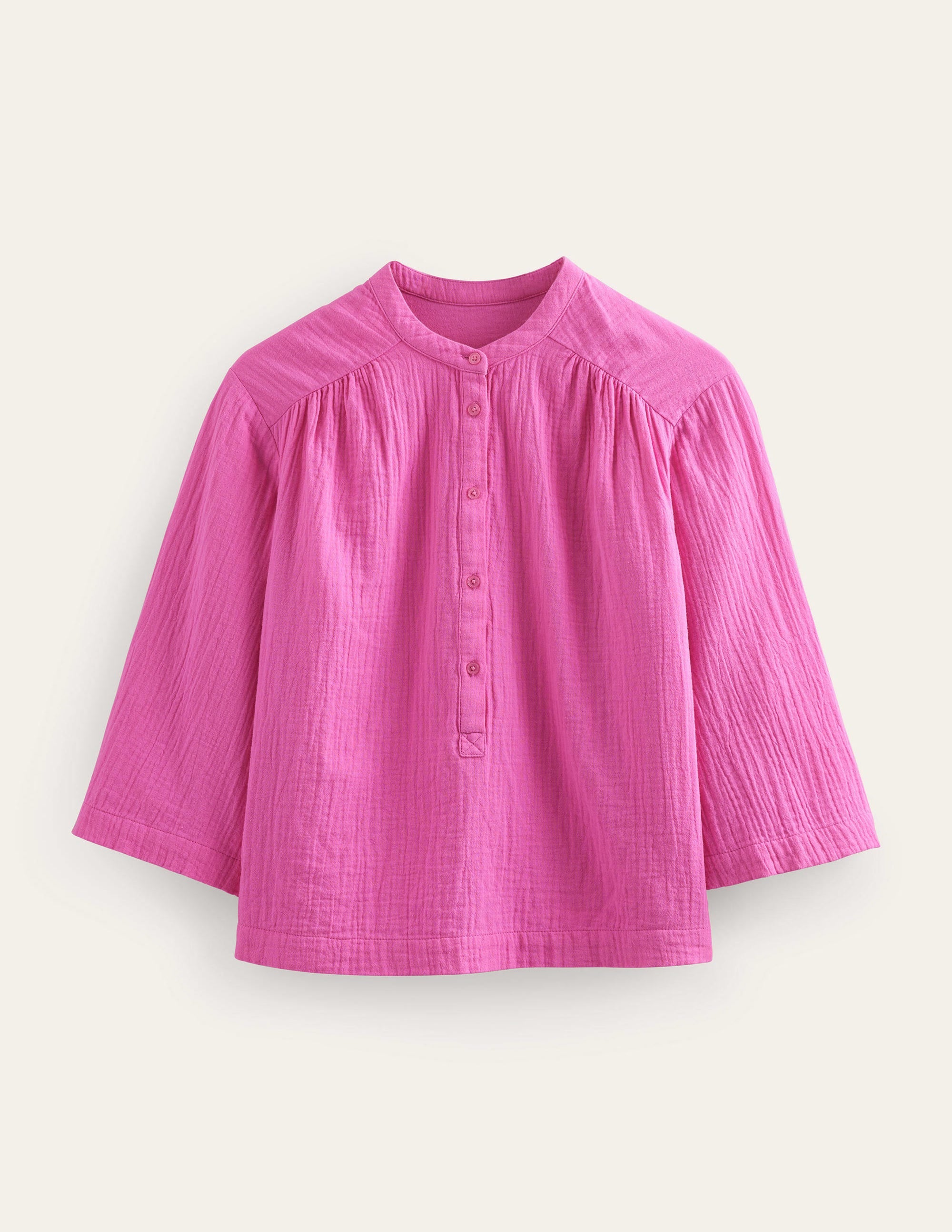 Wide Sleeve Cheesecloth Top-Festival Pink - Image 6