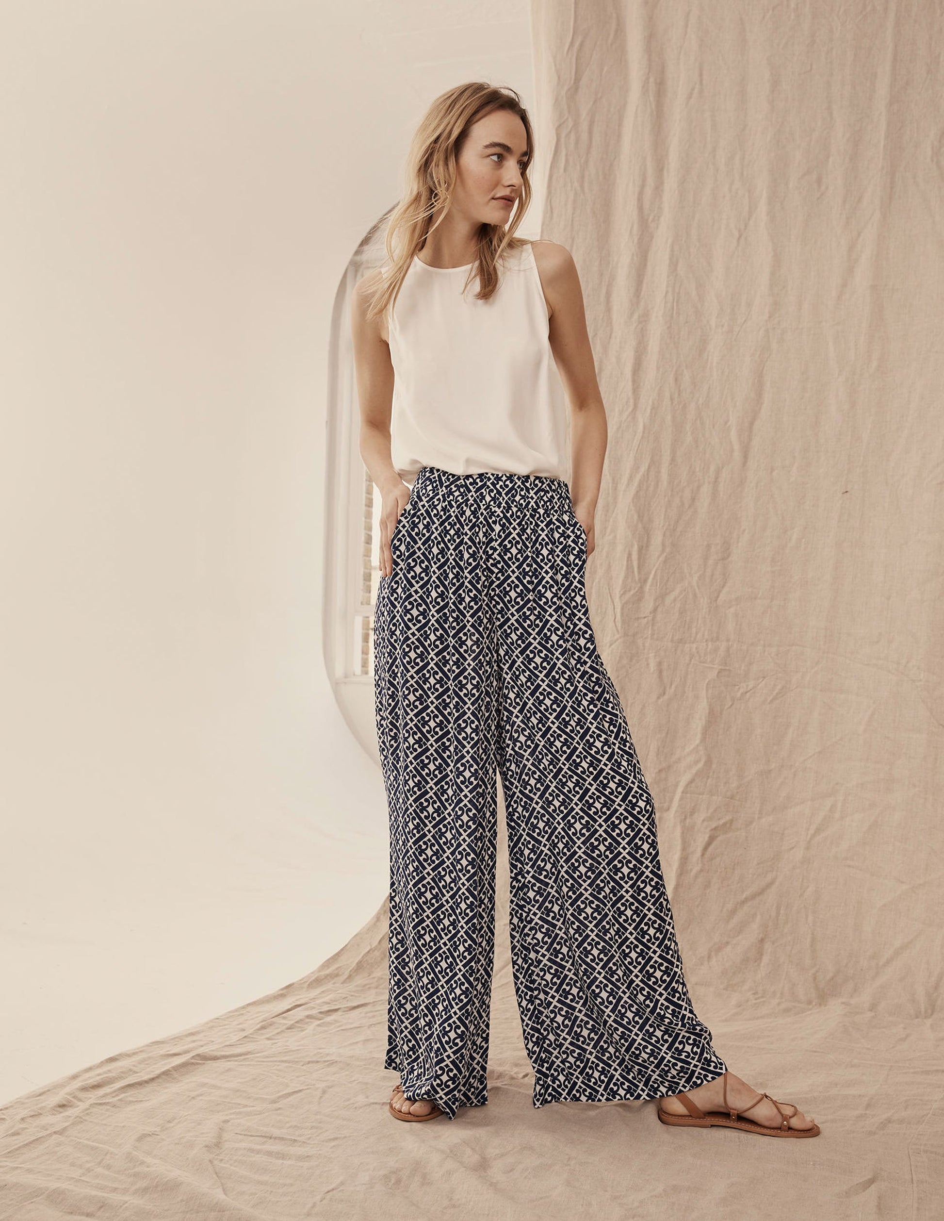 Silk Blend Shell Top-Ivory-5