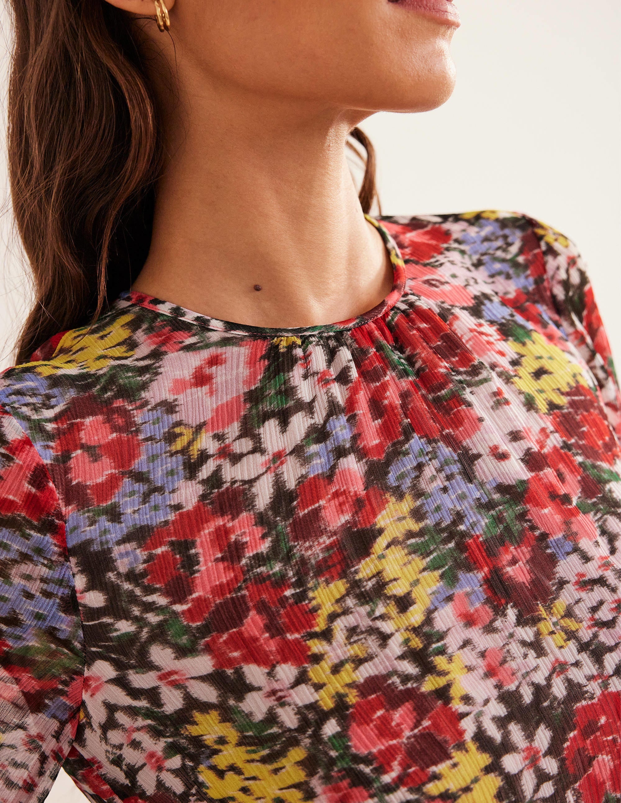 Top à manches blousantes pour les grandes occasions-Multi, motif Moire Bloom - Image 2
