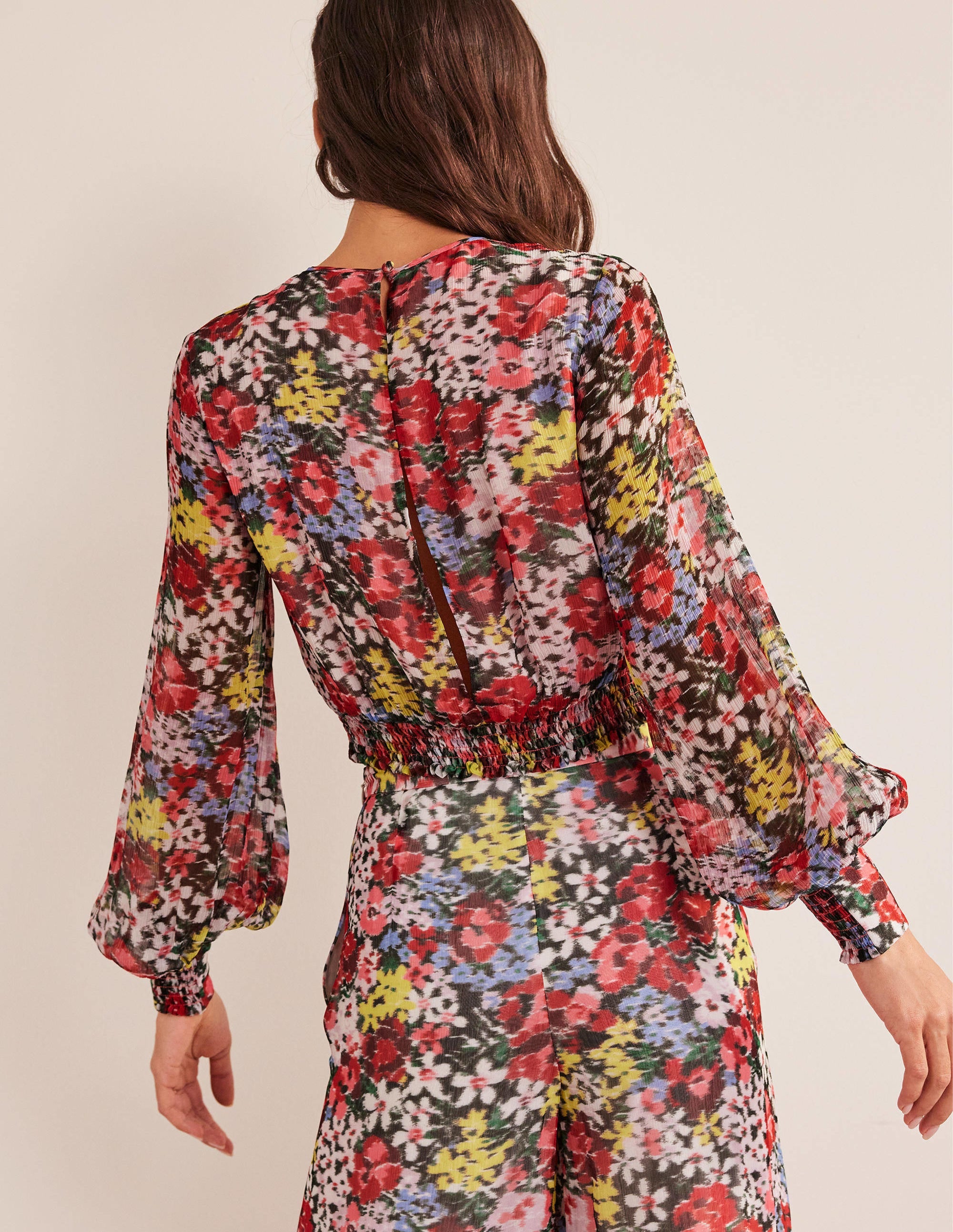 Top à manches blousantes pour les grandes occasions-Multi, motif Moire Bloom - Image 3