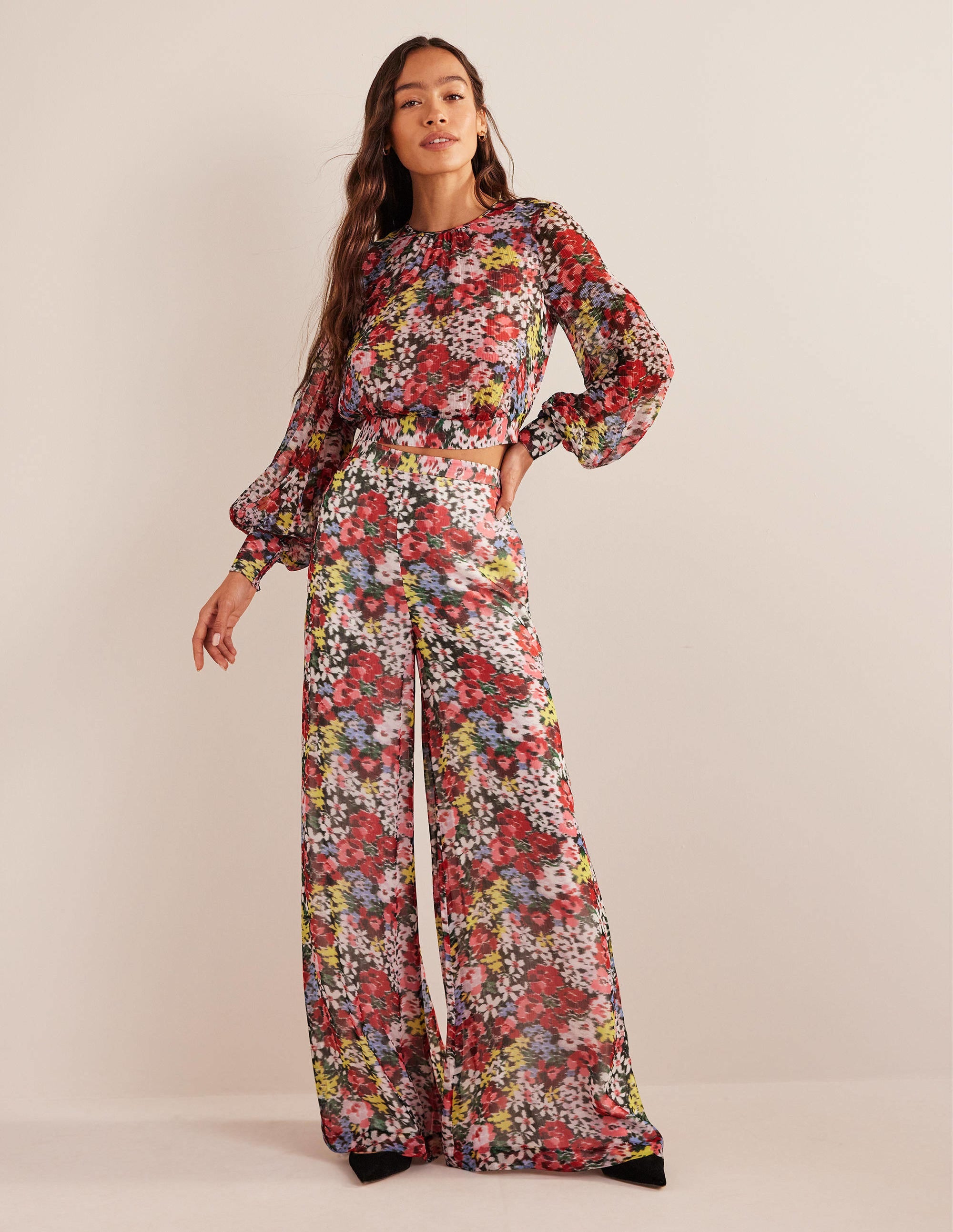 Top à manches blousantes pour les grandes occasions-Multi, motif Moire Bloom - Image 4