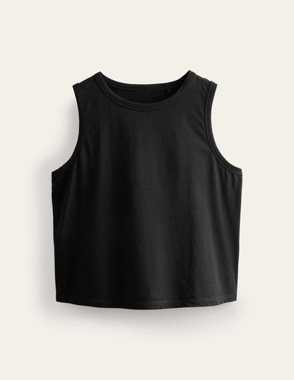 Kurz geschnittenes Baumwoll-Tanktop-Schwarz-6