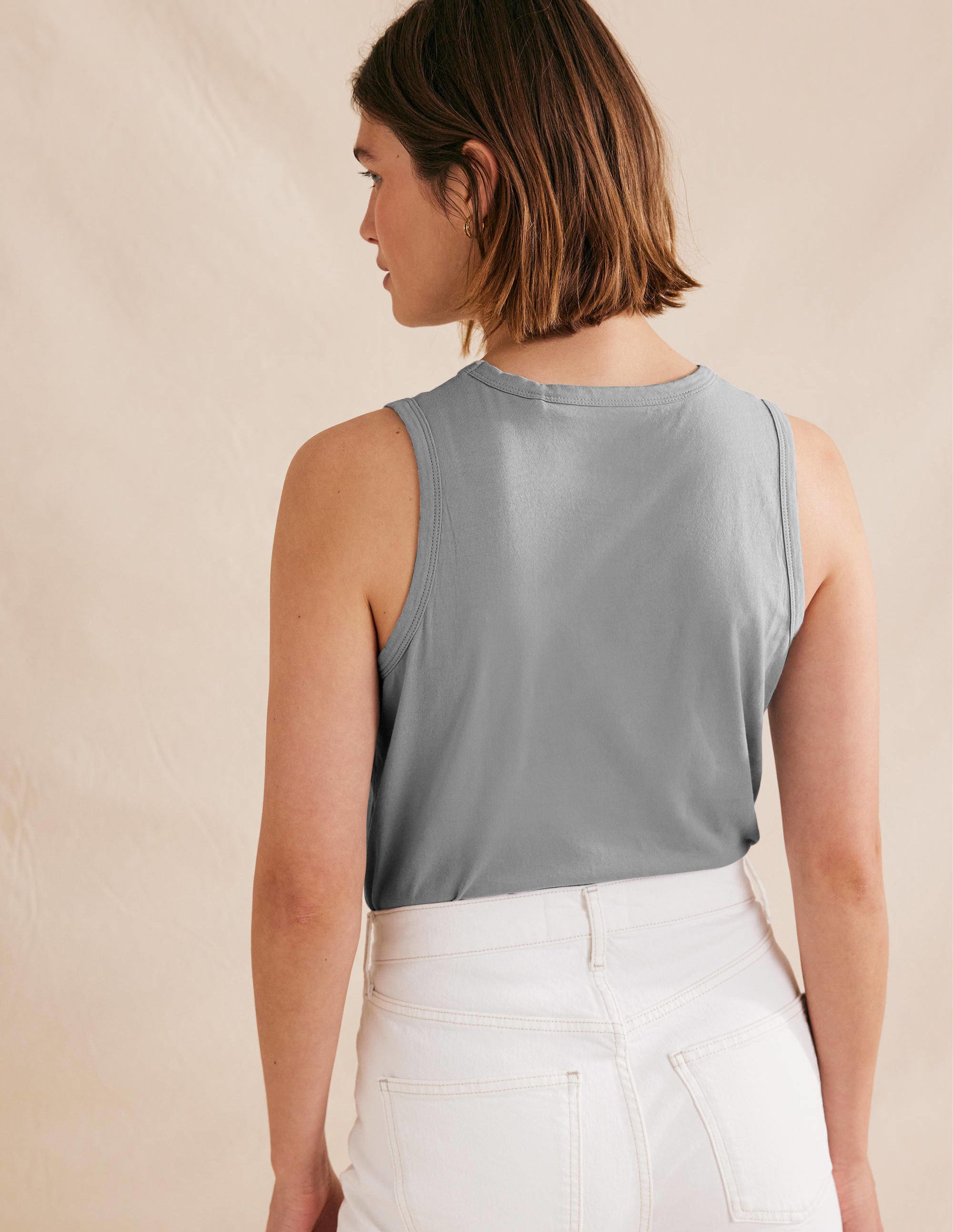 Kurz geschnittenes Baumwoll-Tanktop-Schottergrau - Image 3