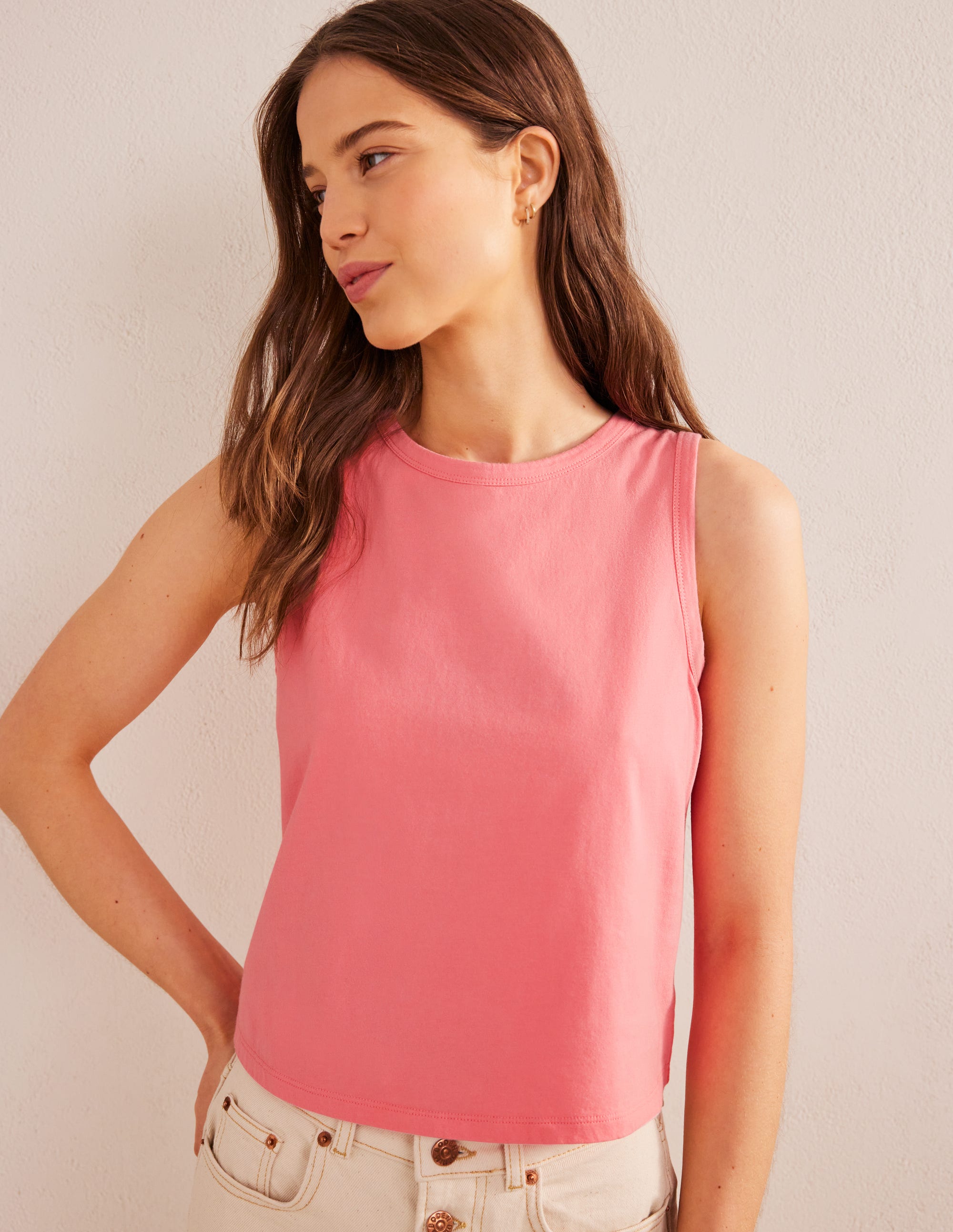Kurz geschnittenes Baumwoll-Tanktop-Pfirsichsorbet - Image 1