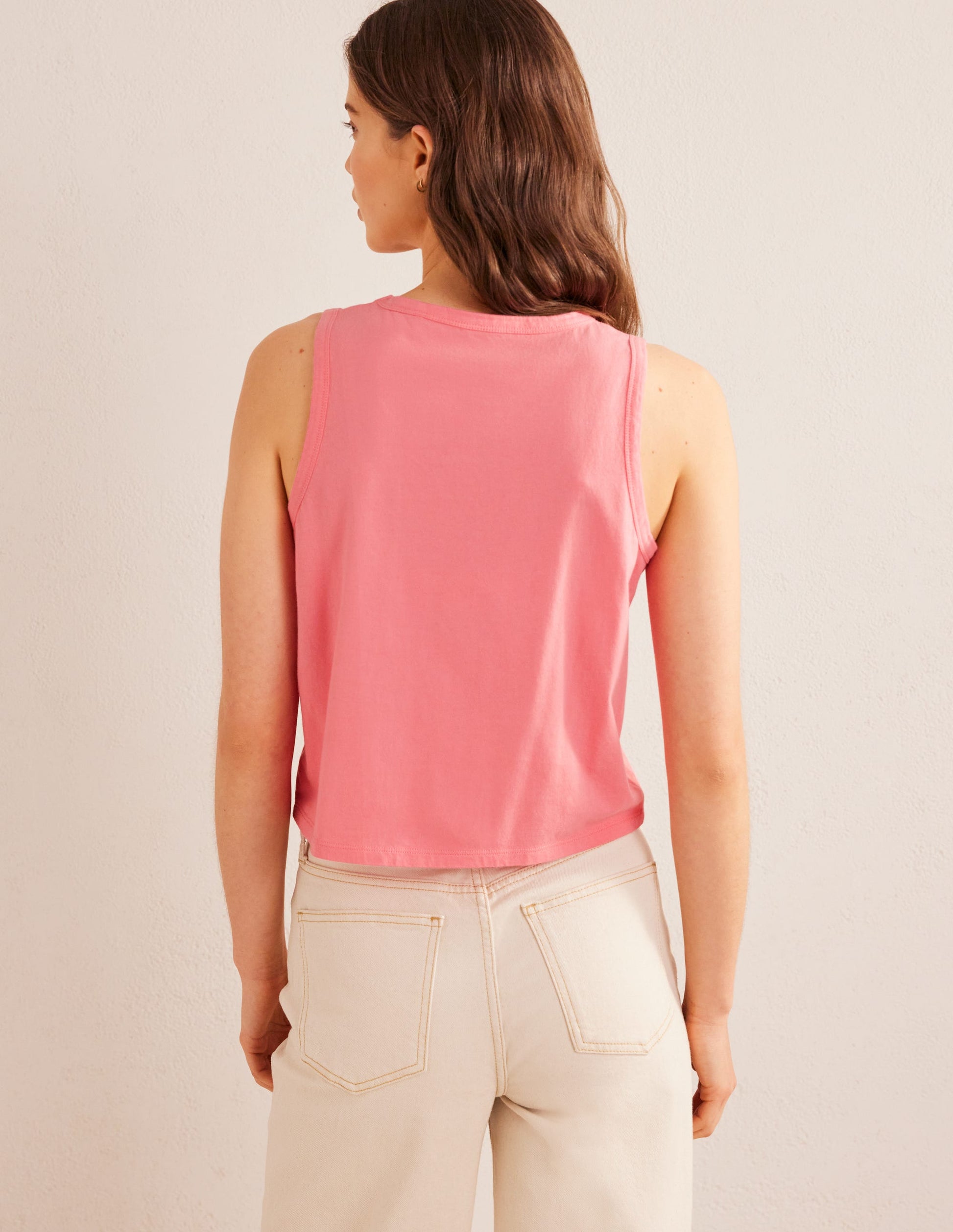 Kurz geschnittenes Baumwoll-Tanktop-Pfirsichsorbet-3