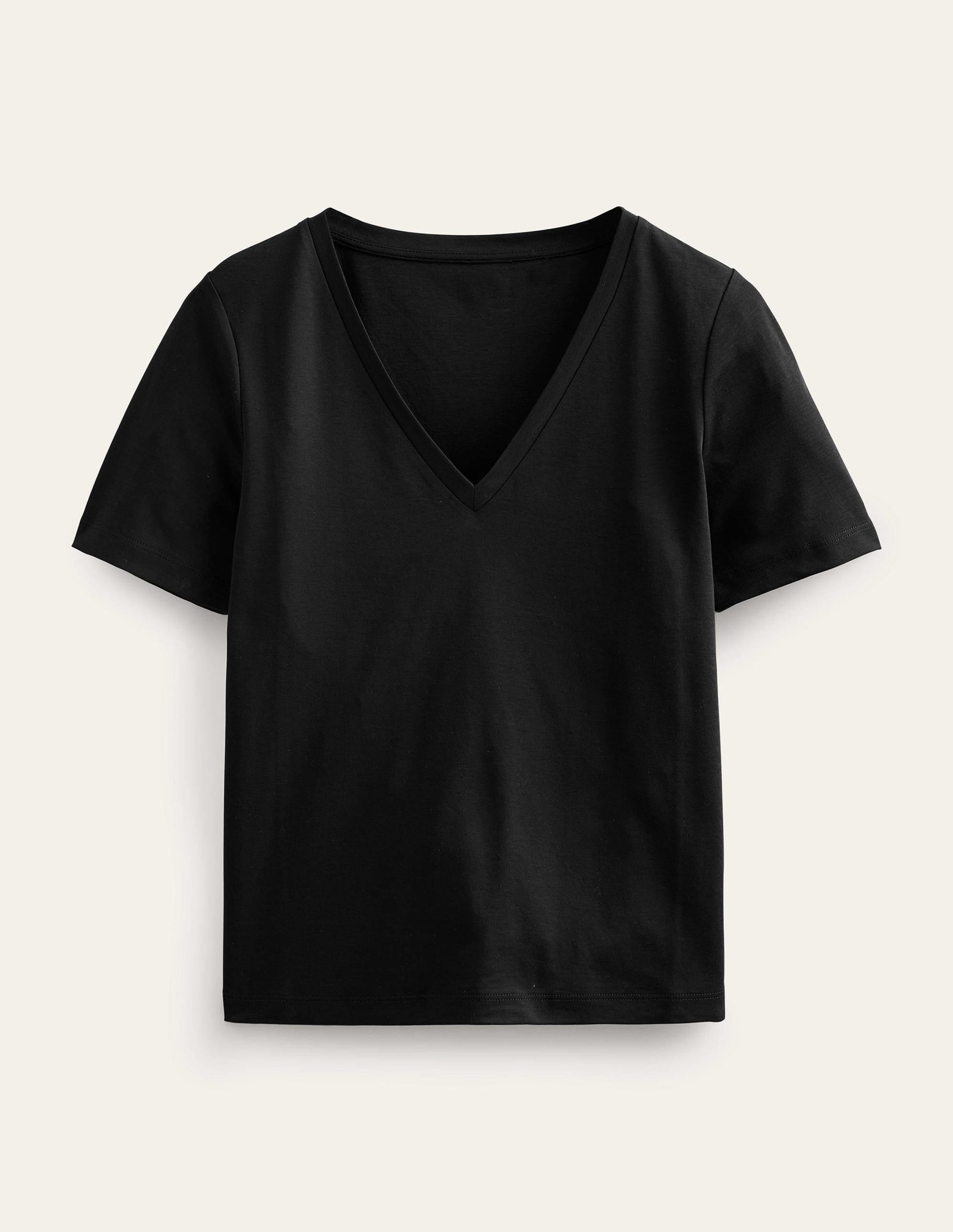 Kastenförmiges T-Shirt mit V-Ausschnitt-Schwarz - Image 5