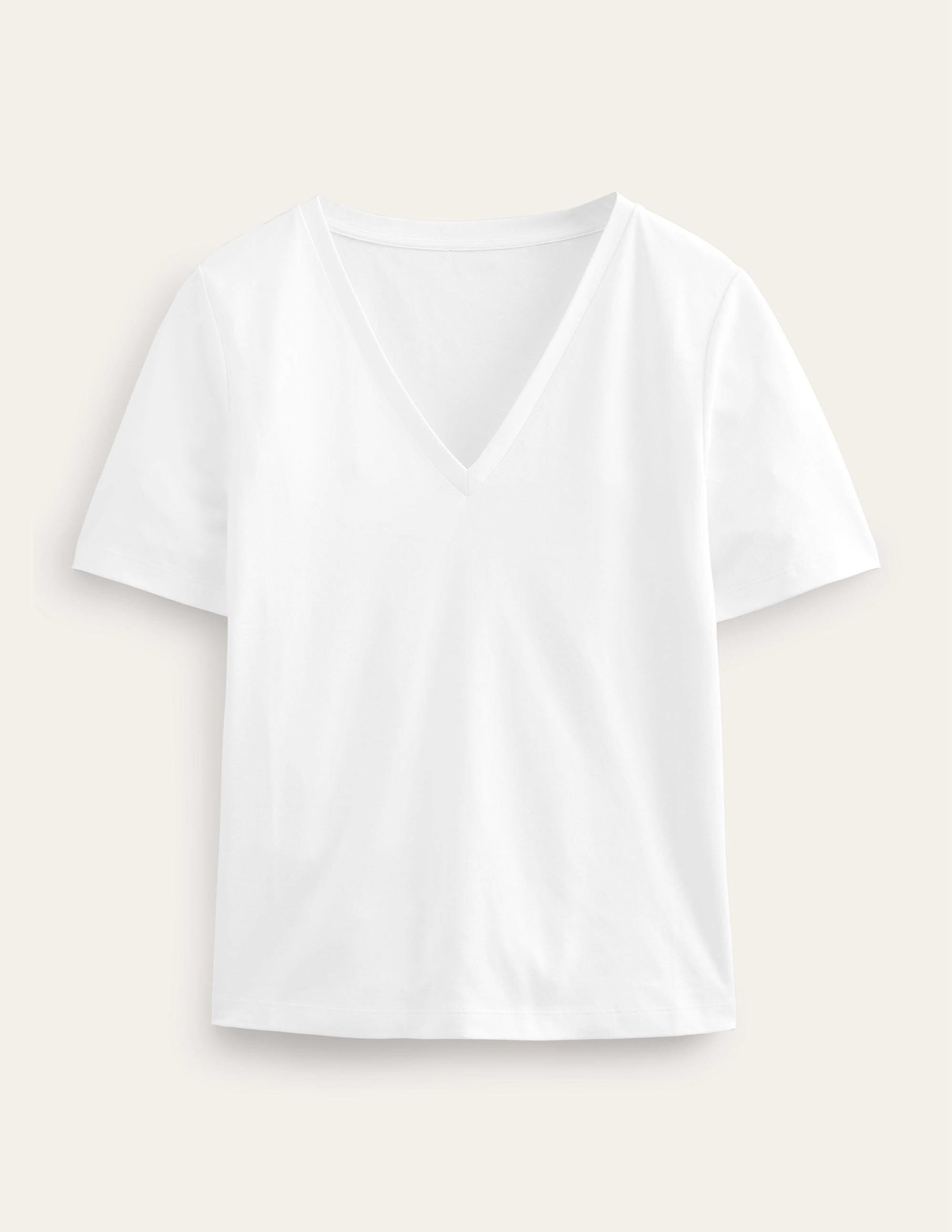 Kastenförmiges T-Shirt mit V-Ausschnitt-Weiß - Image 5