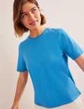 Leichtes Rundhals-T-Shirt-Chinesisches Blau