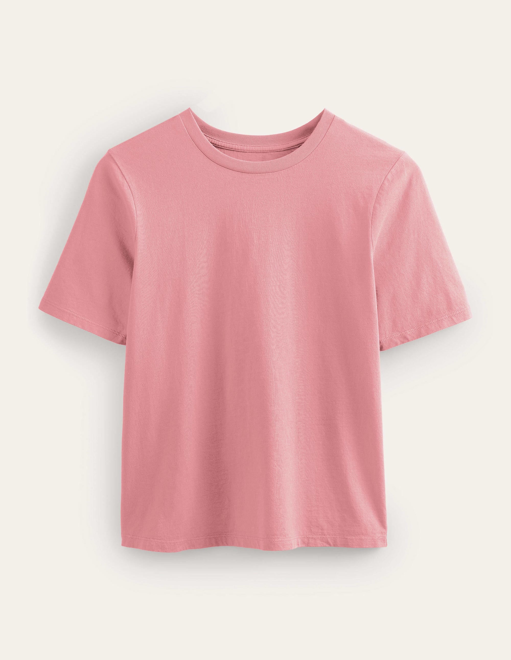 Pure Cotton Crew Neck T-shirt-Peach Sorbet - Image 5