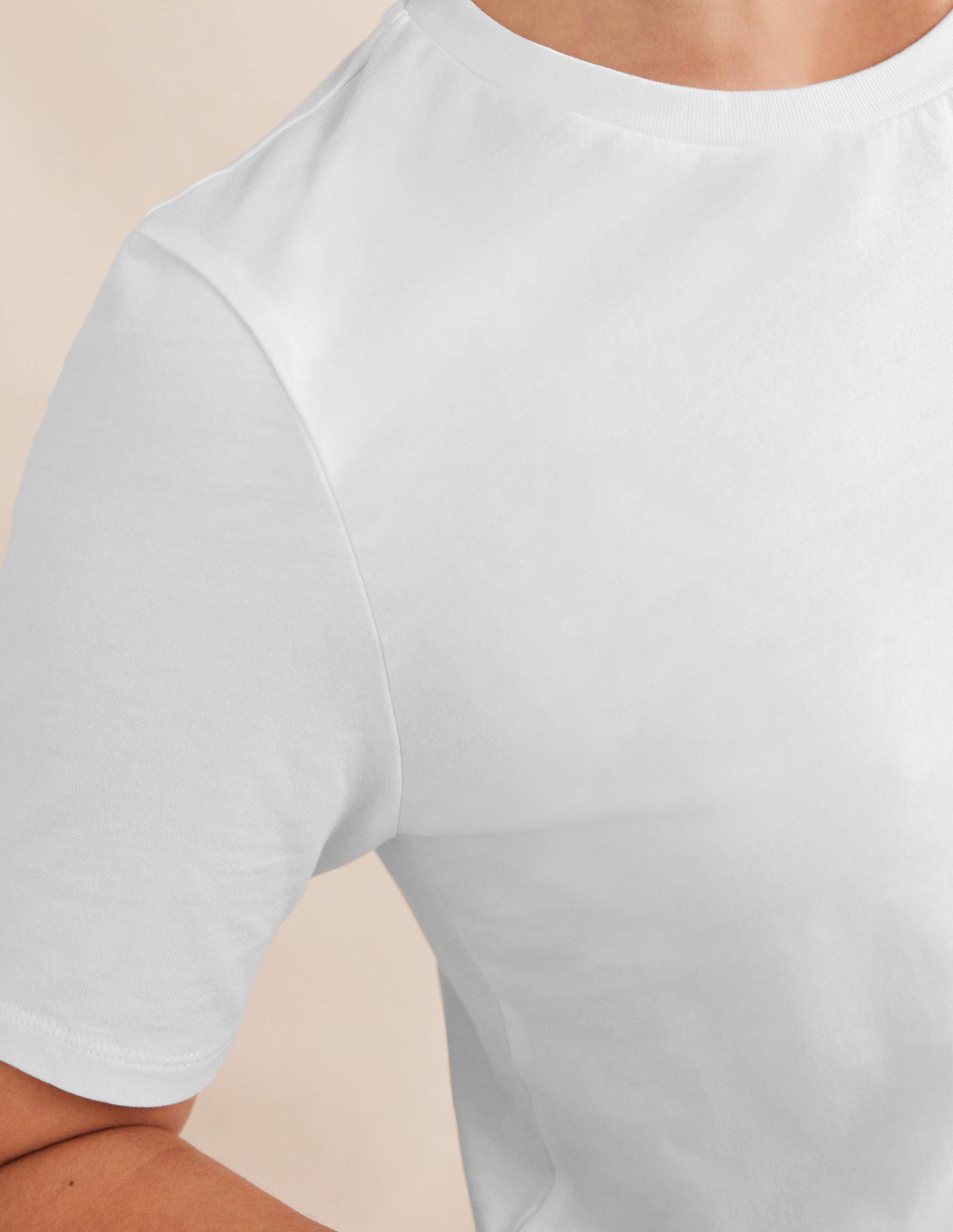 Leichtes Rundhals-T-Shirt-Weiß-2