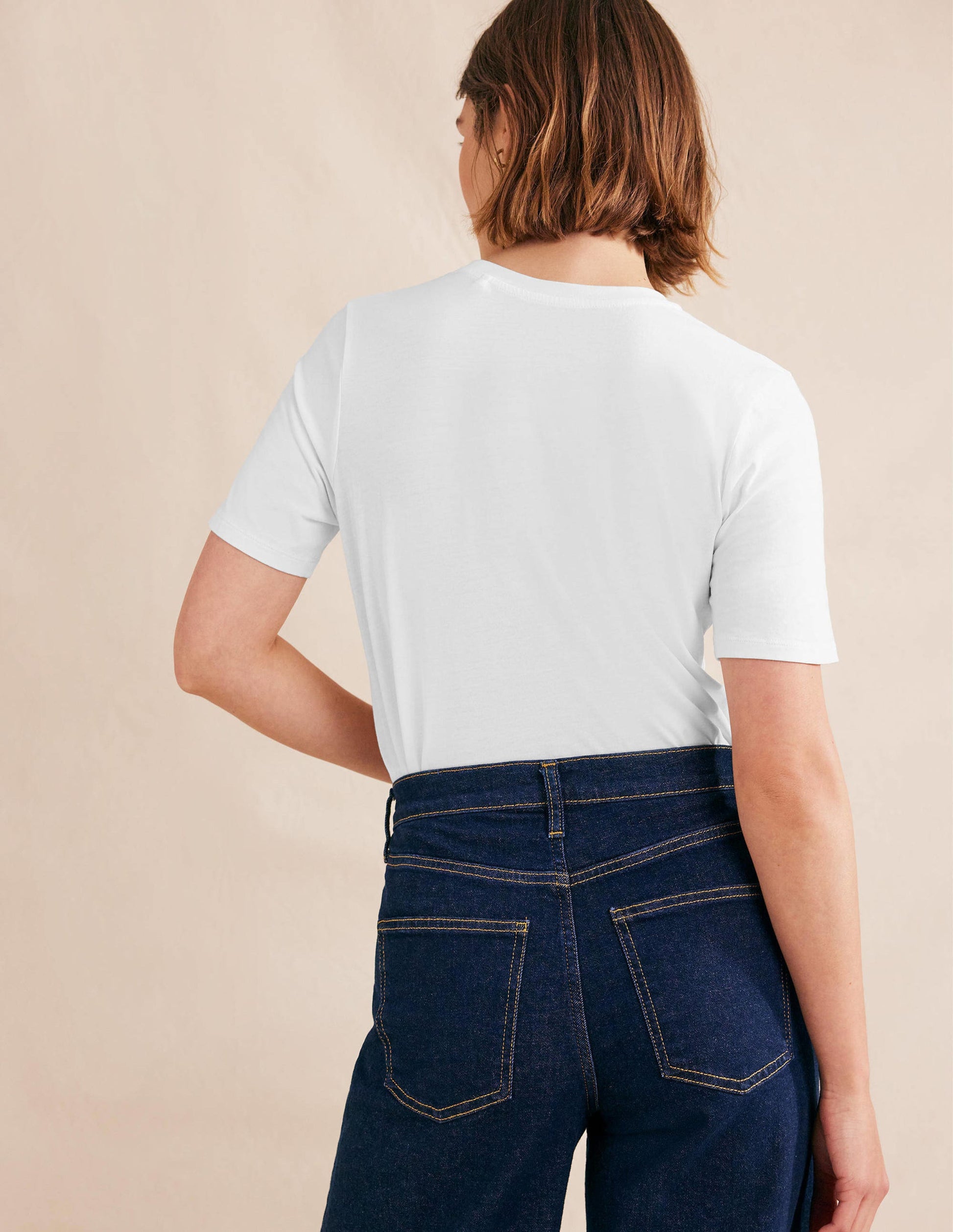 Leichtes Rundhals-T-Shirt-Weiß-3