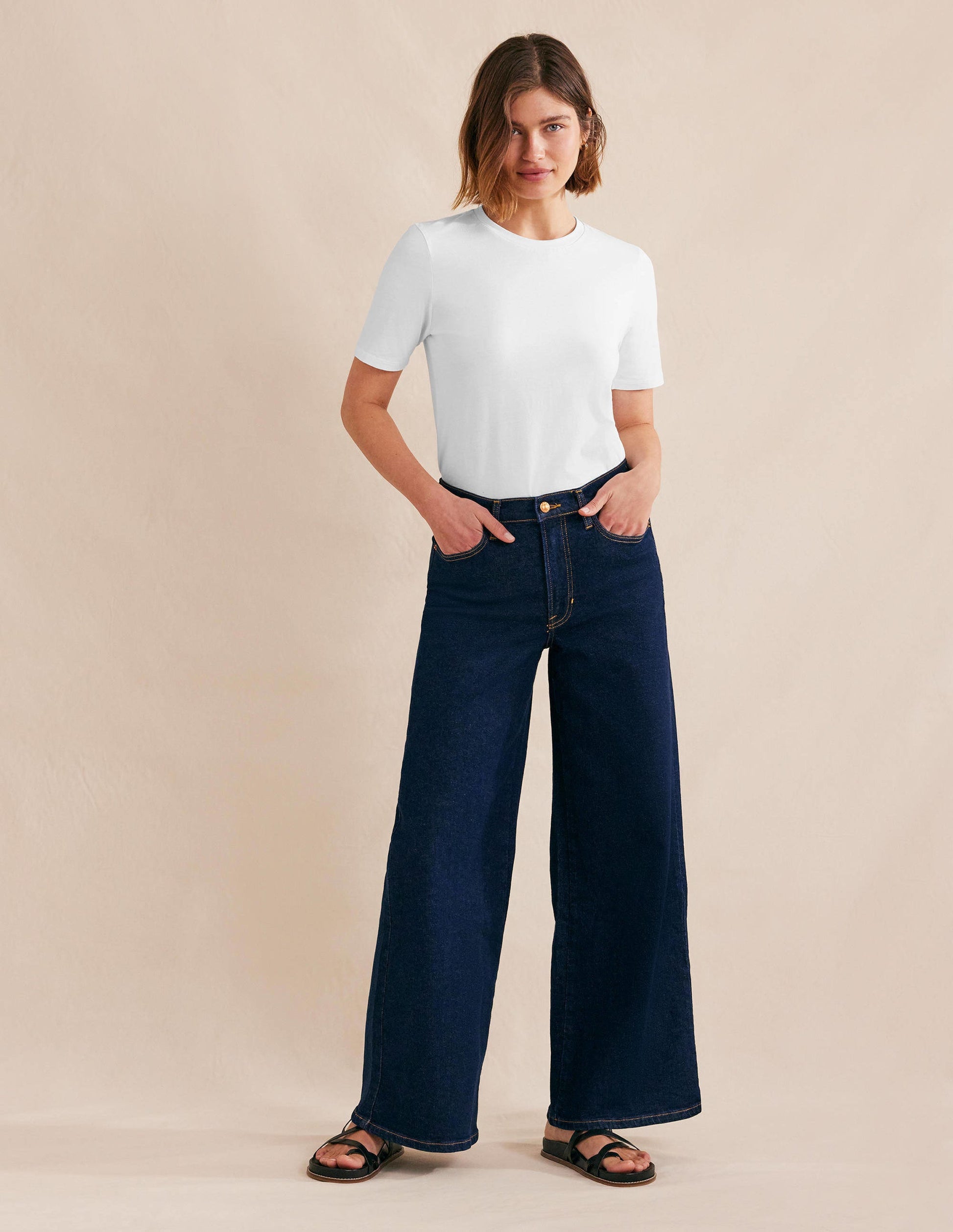 Leichtes Rundhals-T-Shirt-Weiß-4