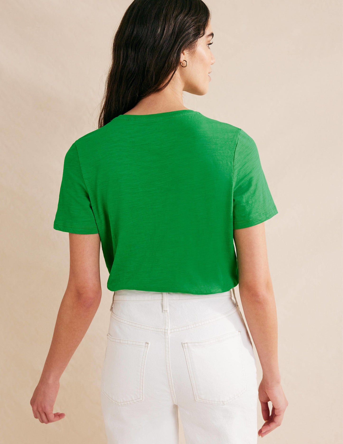 Cotton Crew Neck T-Shirt-Green Bee