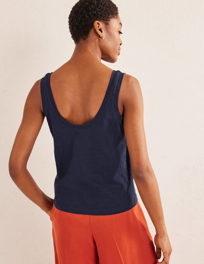 Lässiges Trägershirt mit Rundhalsausschnitt-Marineblau