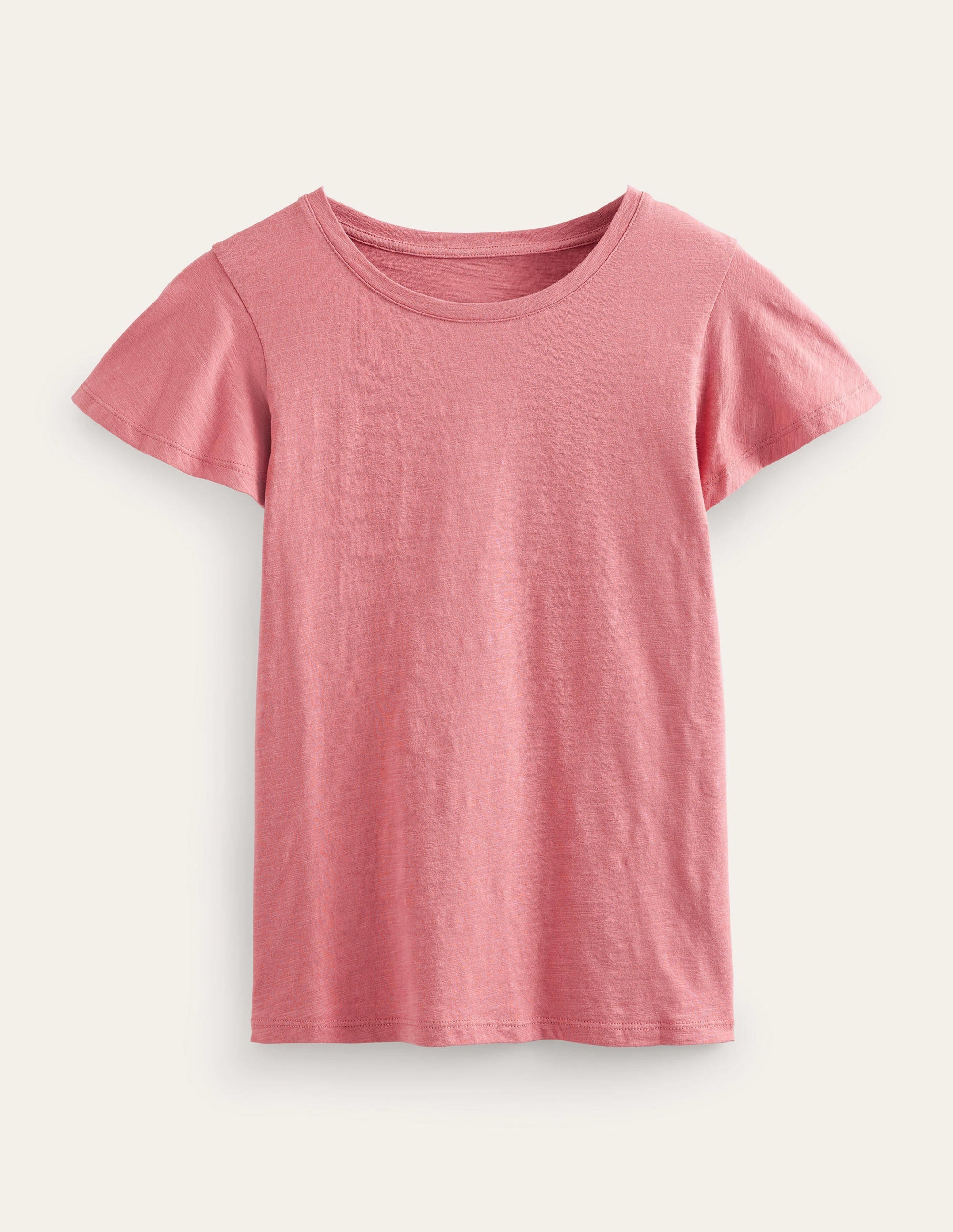 T-Shirt mit Rundhalsausschnitt und Flatterdetails-Blassrosa - Image 5