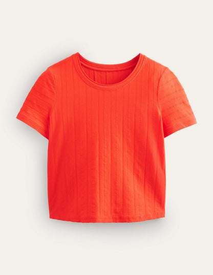 Strukturiertes Jersey-T-Shirt-Zinnoberrot