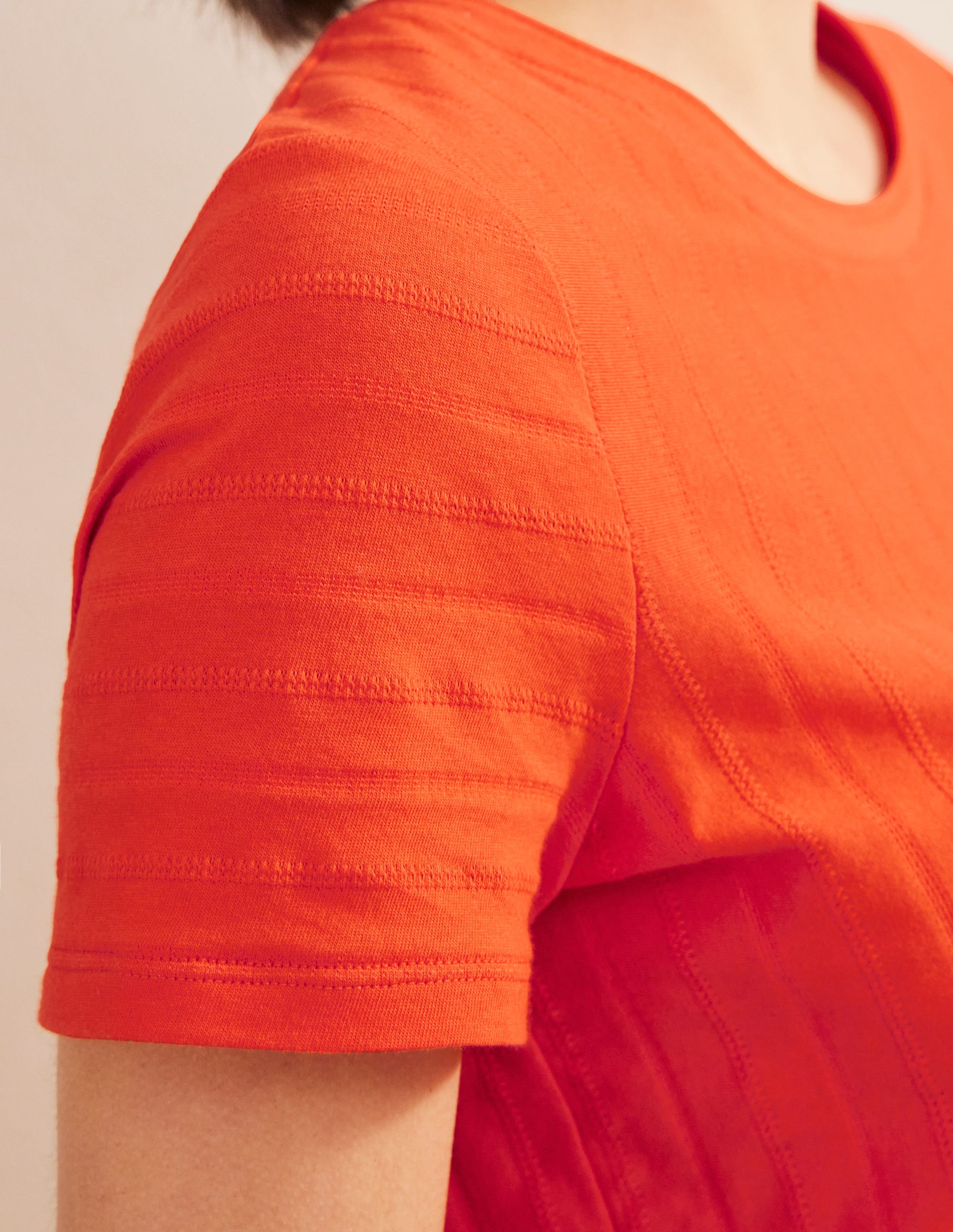 T-shirt texturé en jersey-Rouge vermillon - Image 2