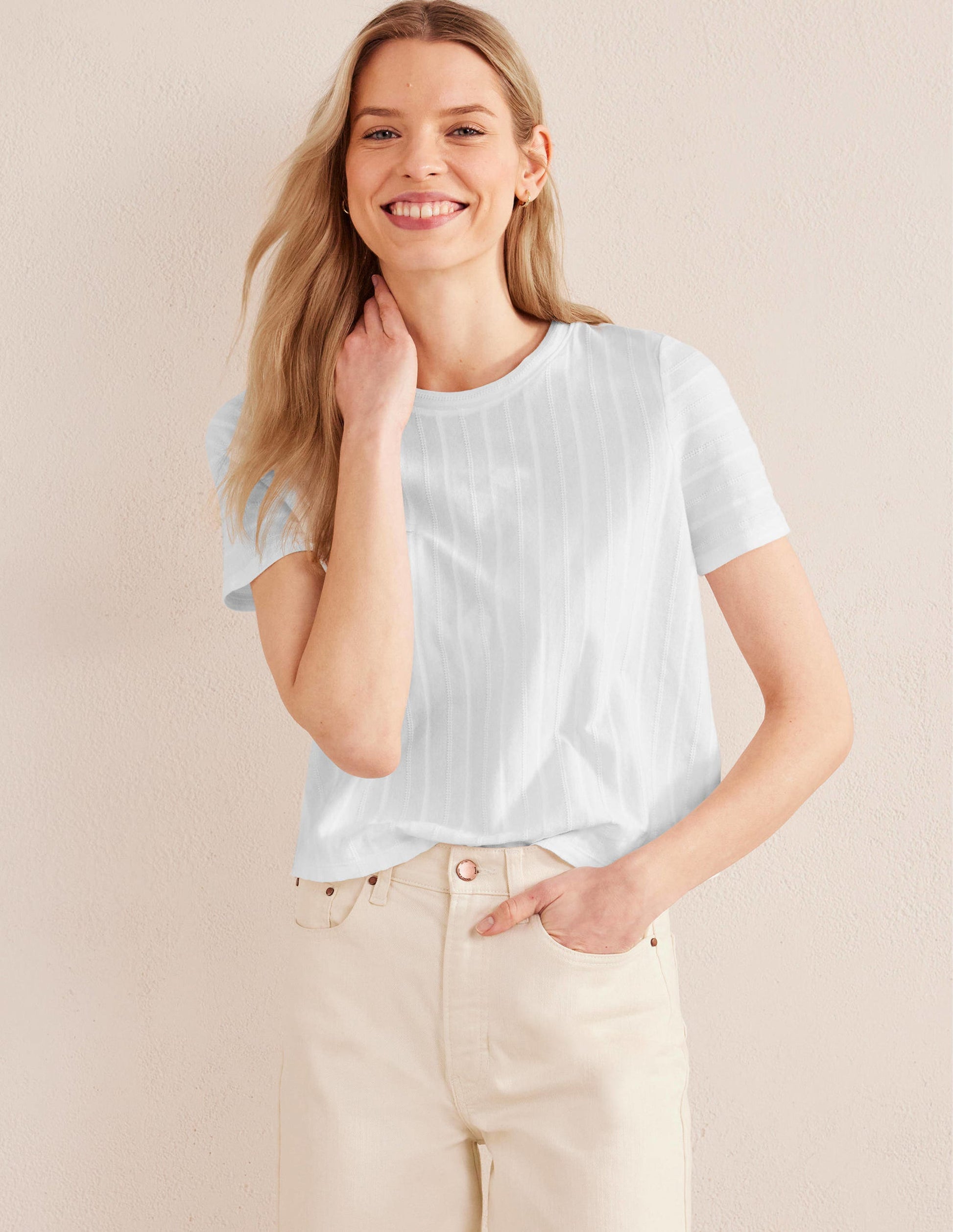 Strukturiertes Jersey-T-Shirt-Weiß-1