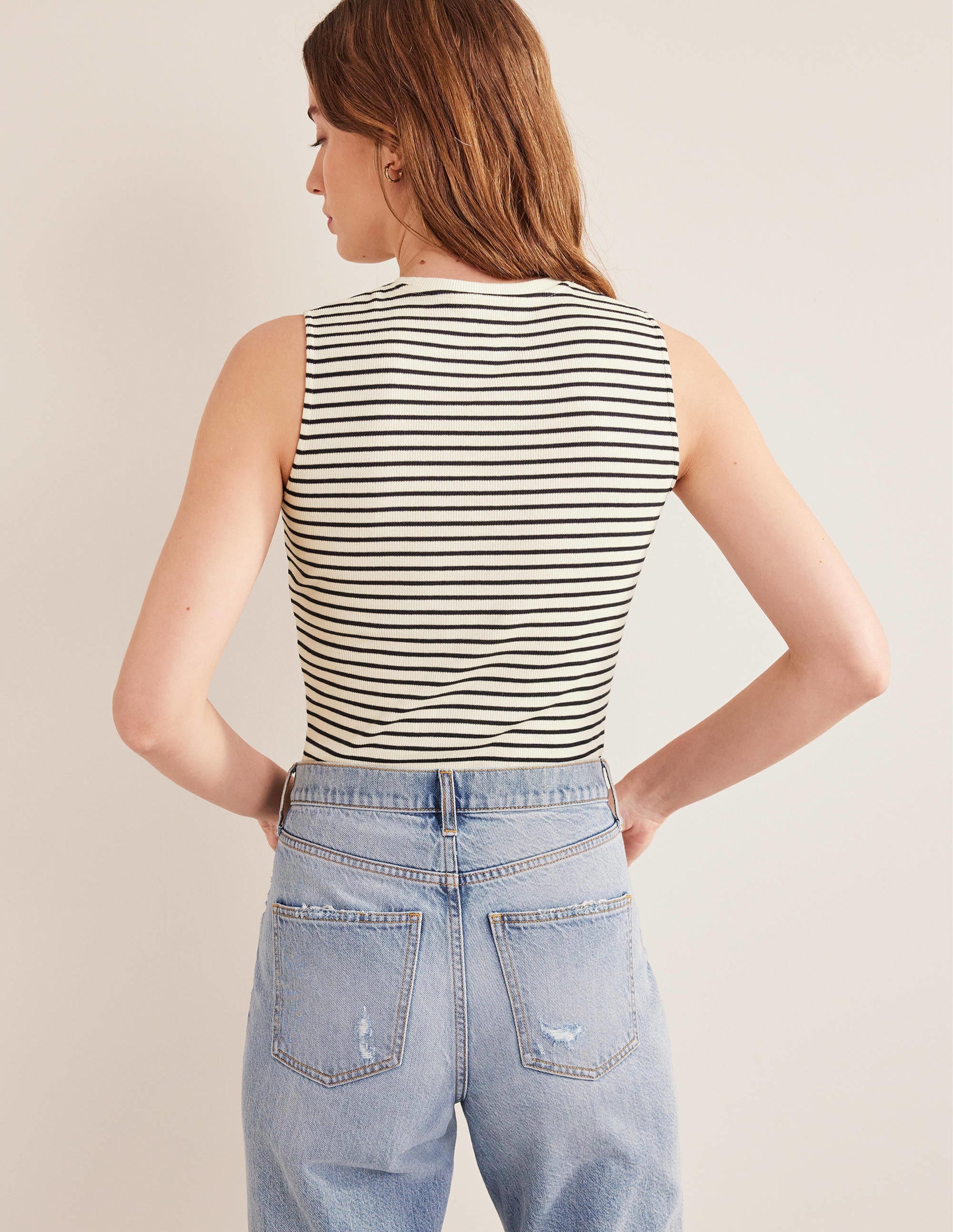 Geripptes Top mit Streifen-Naturweiß/Navy, Gestreift - Image 3