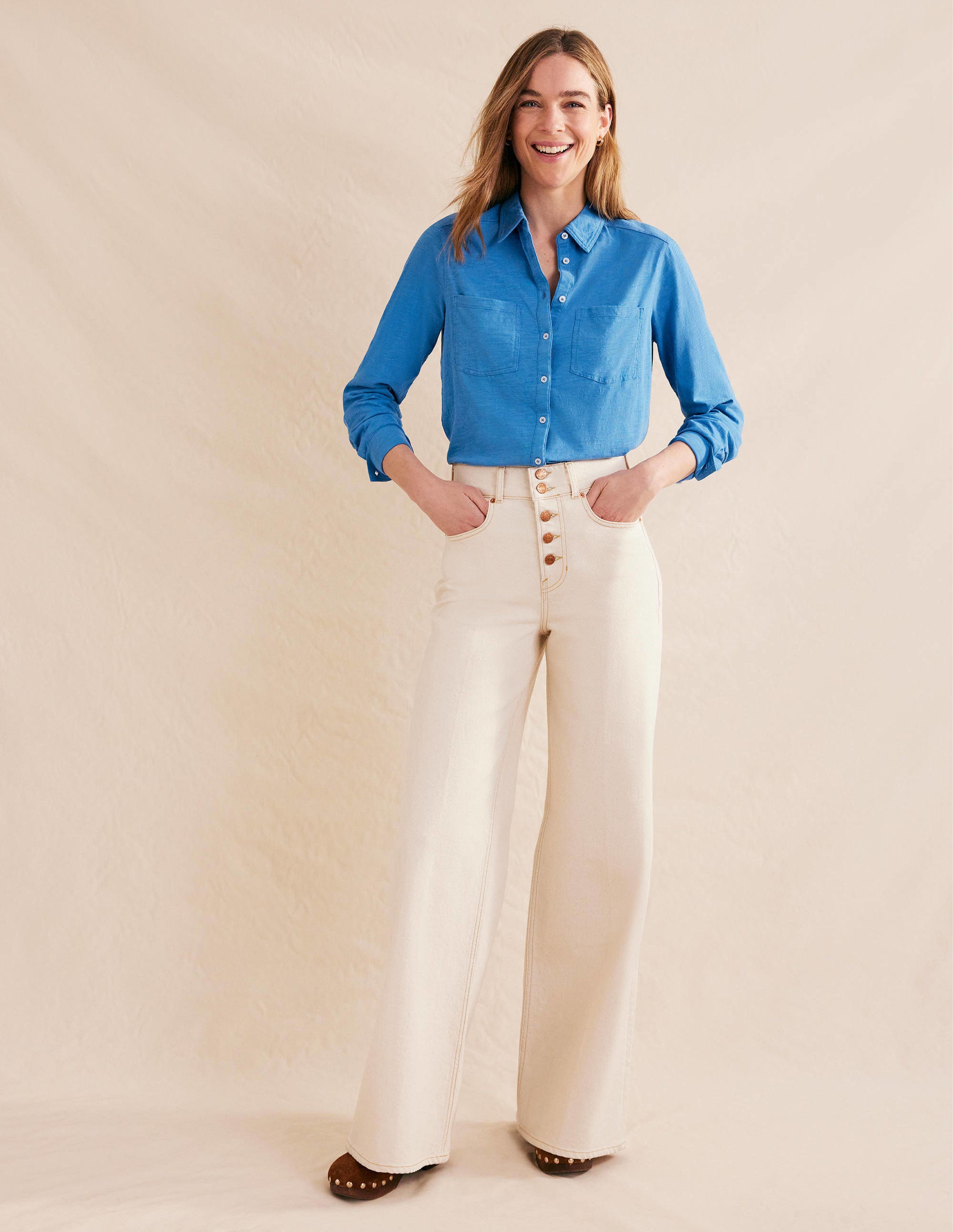Chemise en jersey de coton-Bleu porcelaine - Image 4