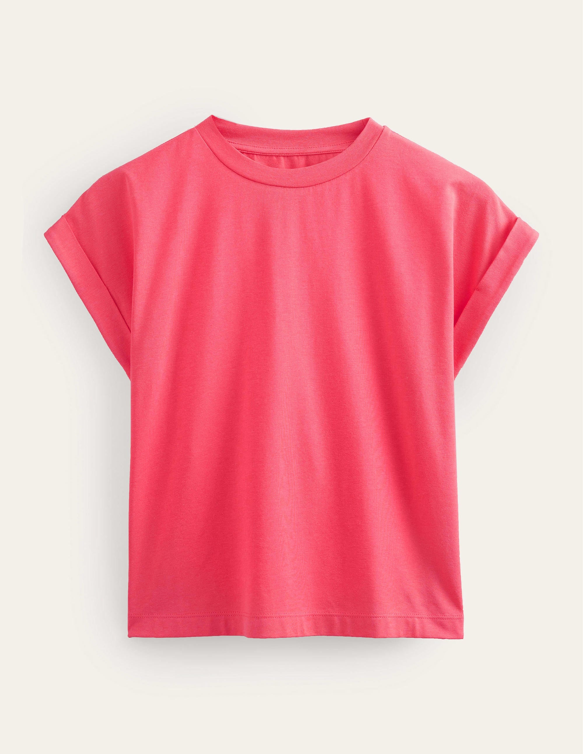 Rundhals-T-Shirt mit umgekrempelten Ärmeln-Festivalrosa - Image 5
